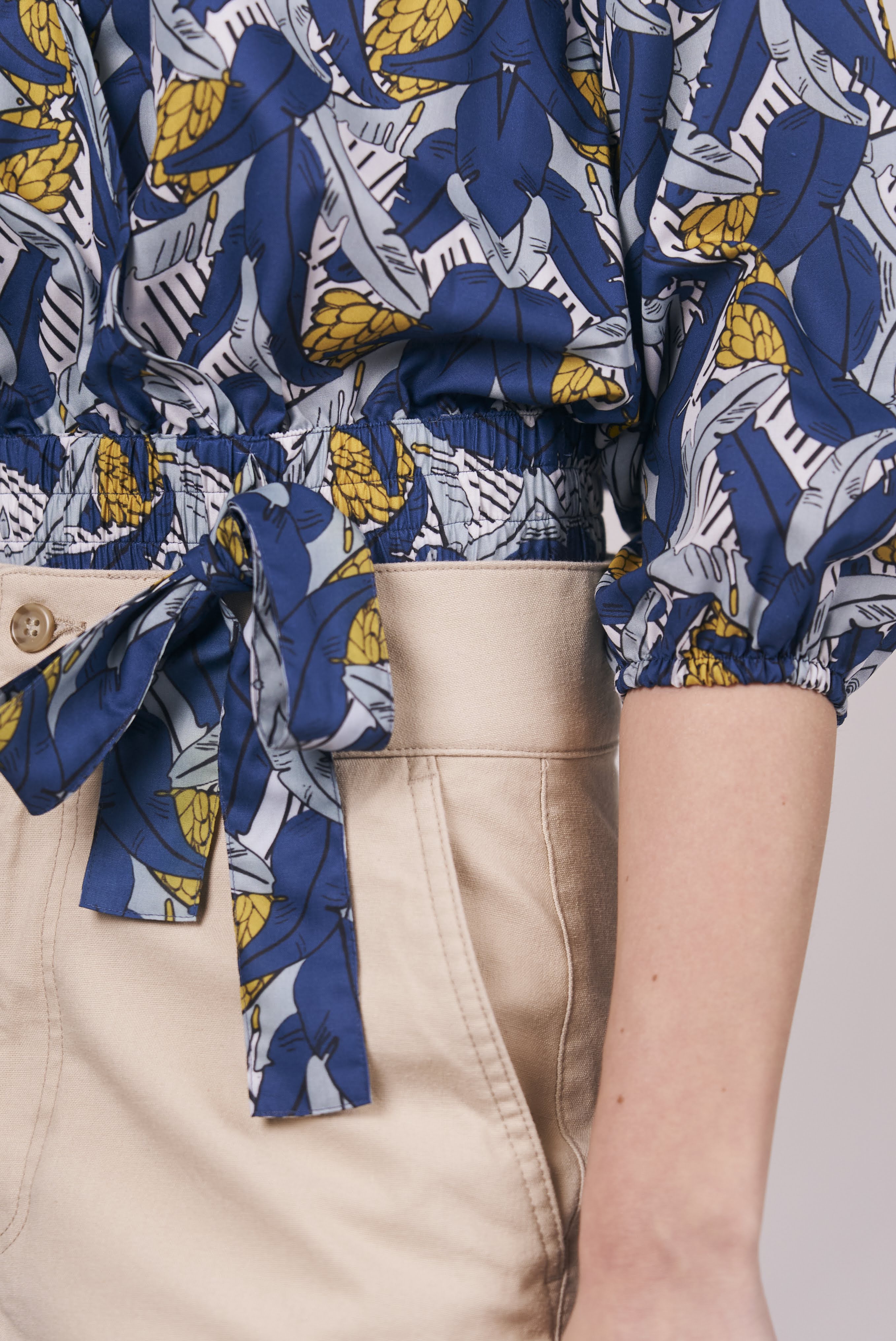 Women's Floral Wrap Blouse with 3/4 Sleeves