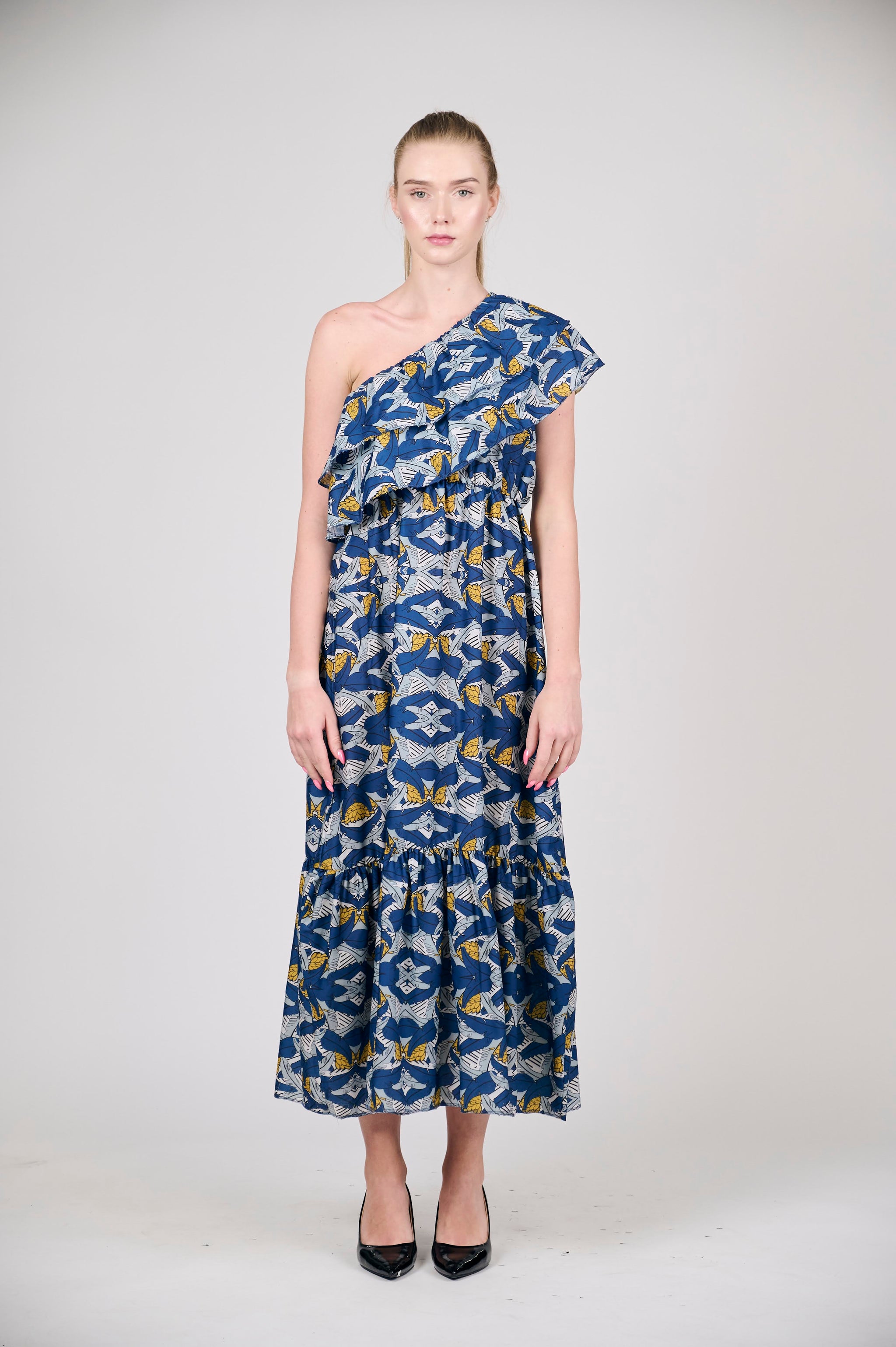 one shoulder ruffle dress pattern One Shoulder Maxi Dress Tutorial (w/ pattern)
