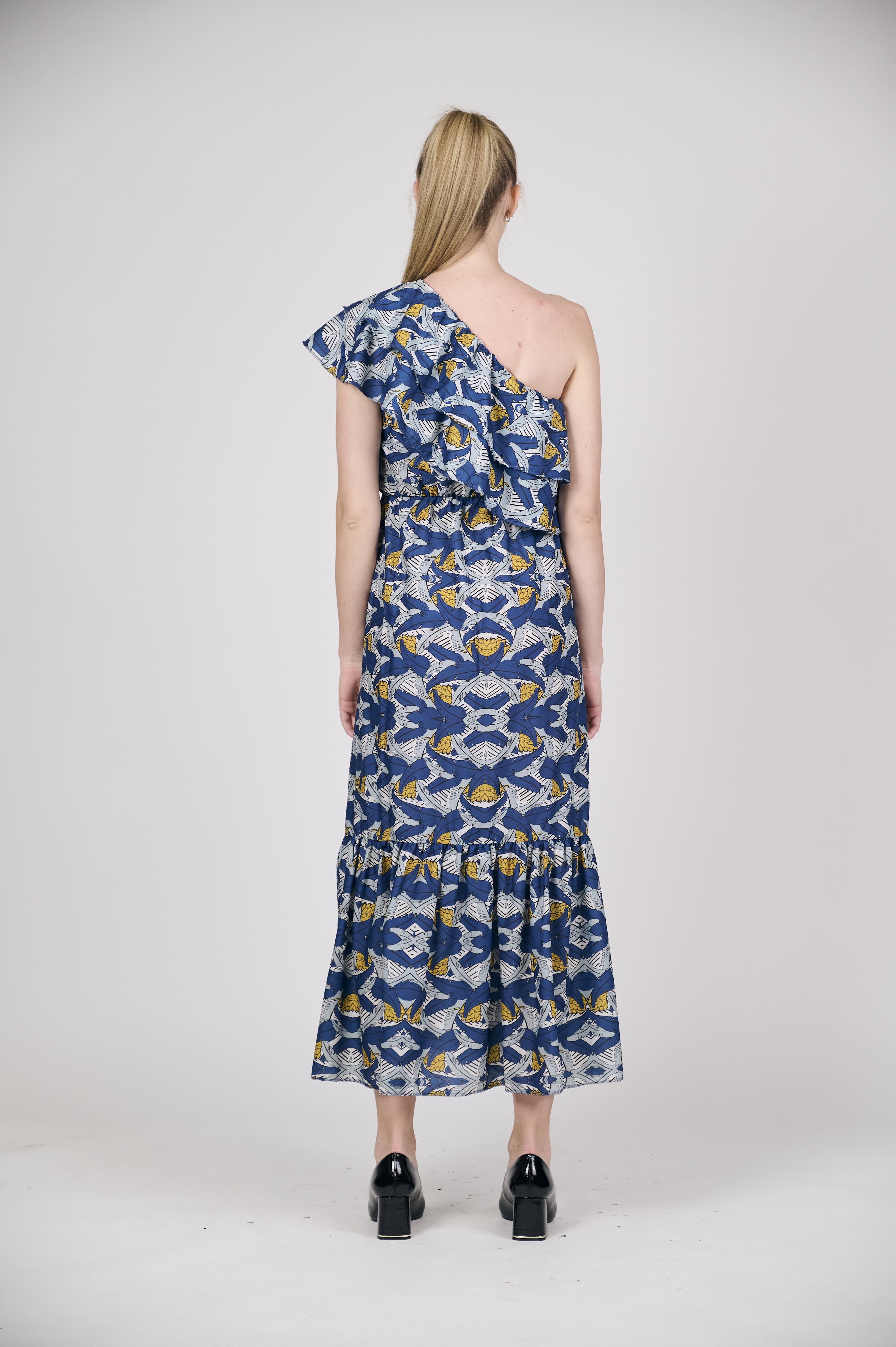 One-Shoulder Ruffle Maxi Dress