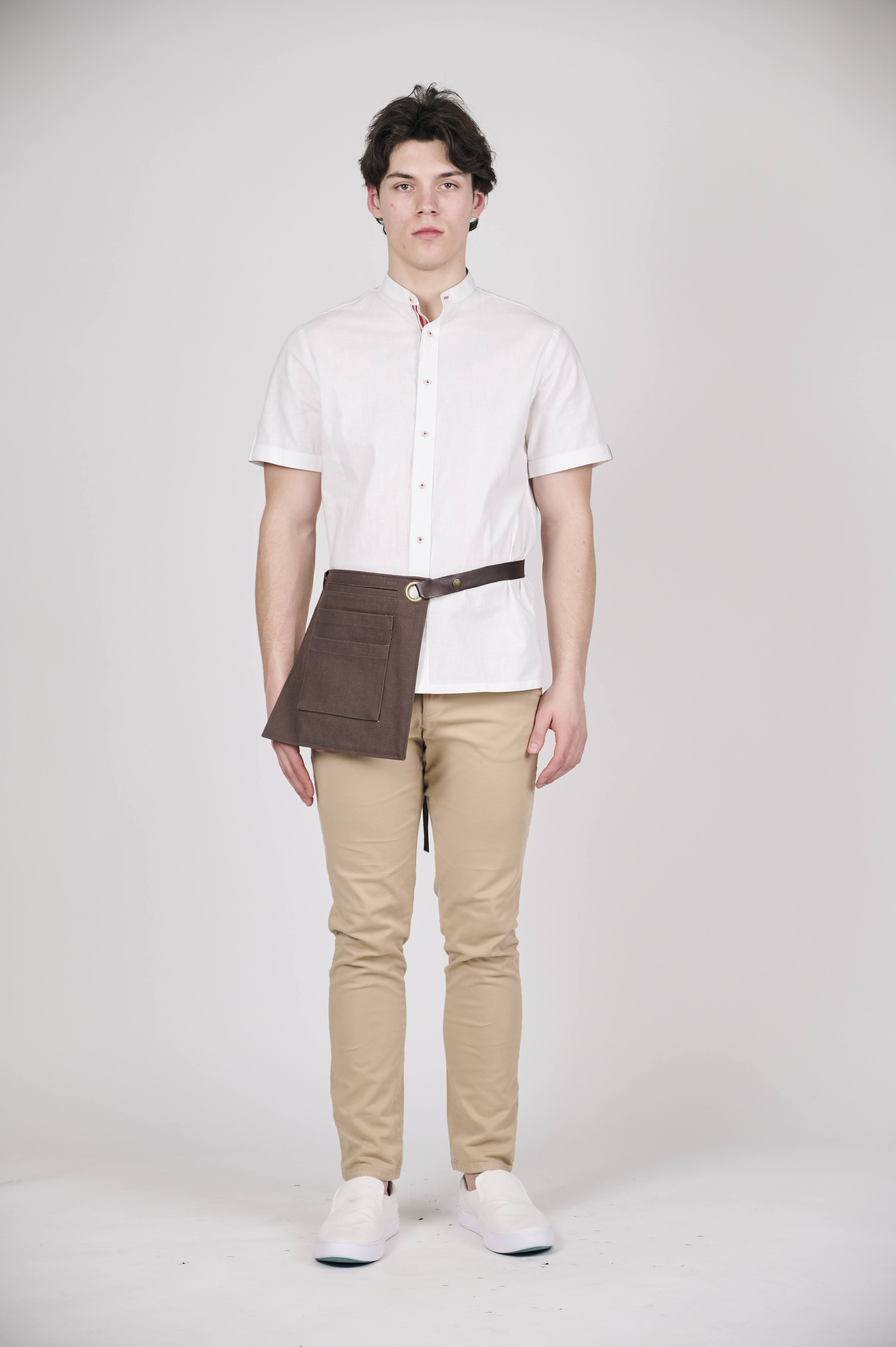 Brown Canvas Utility Pouch with Adjustable Belt