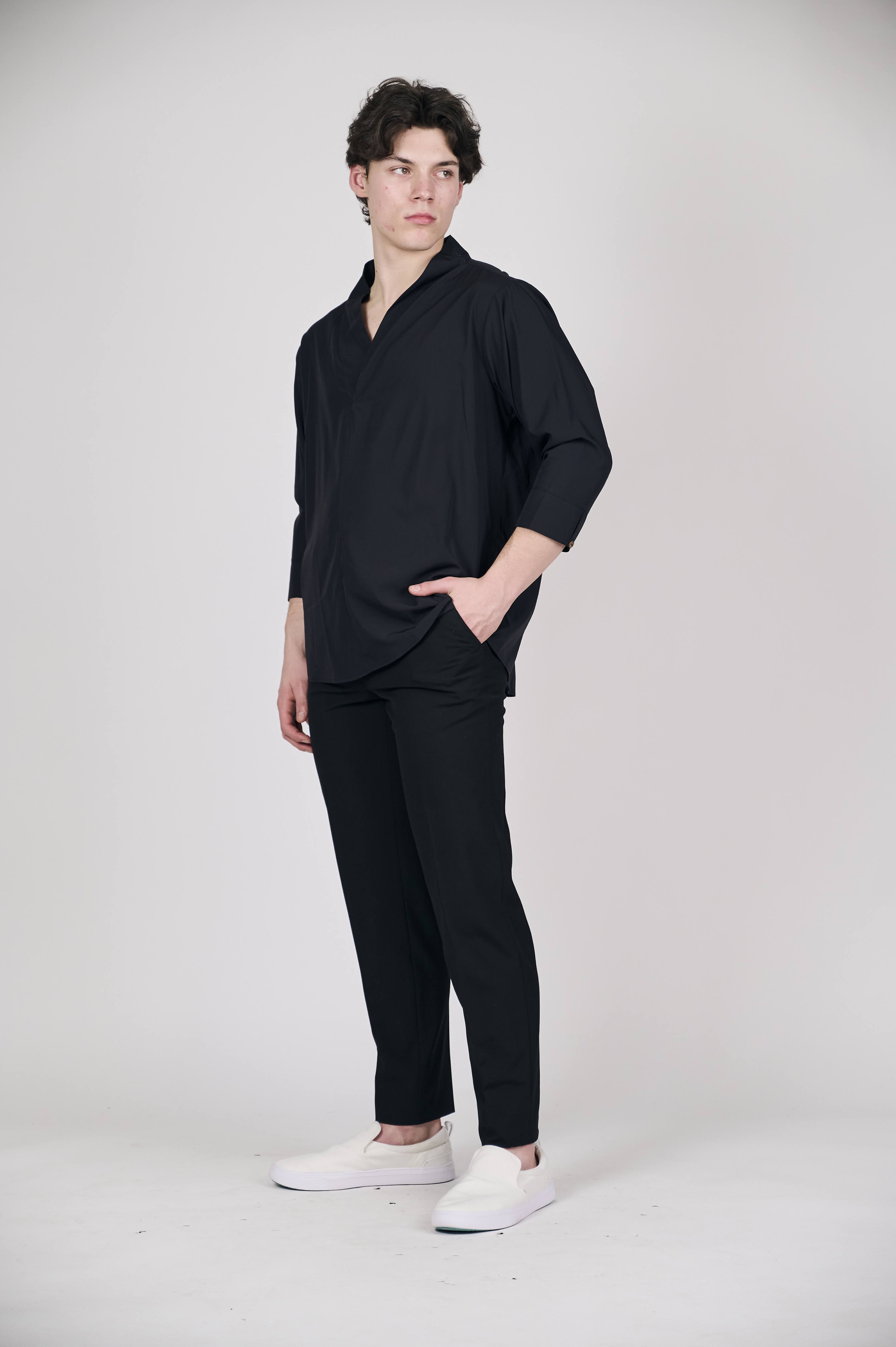 Minimalist Black Ensemble with Modern Fit