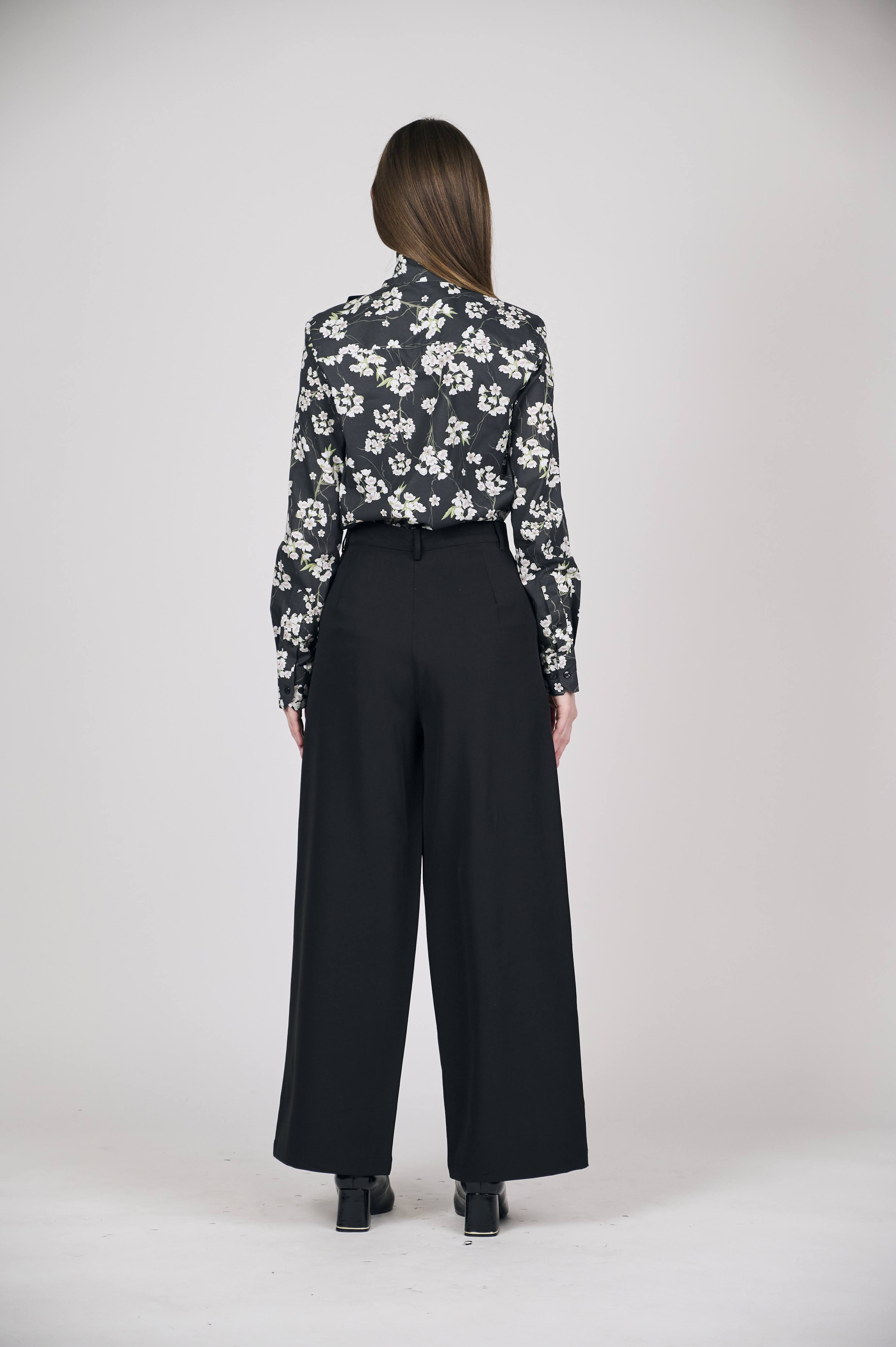 Women's Floral Bow-Tie Blouse
