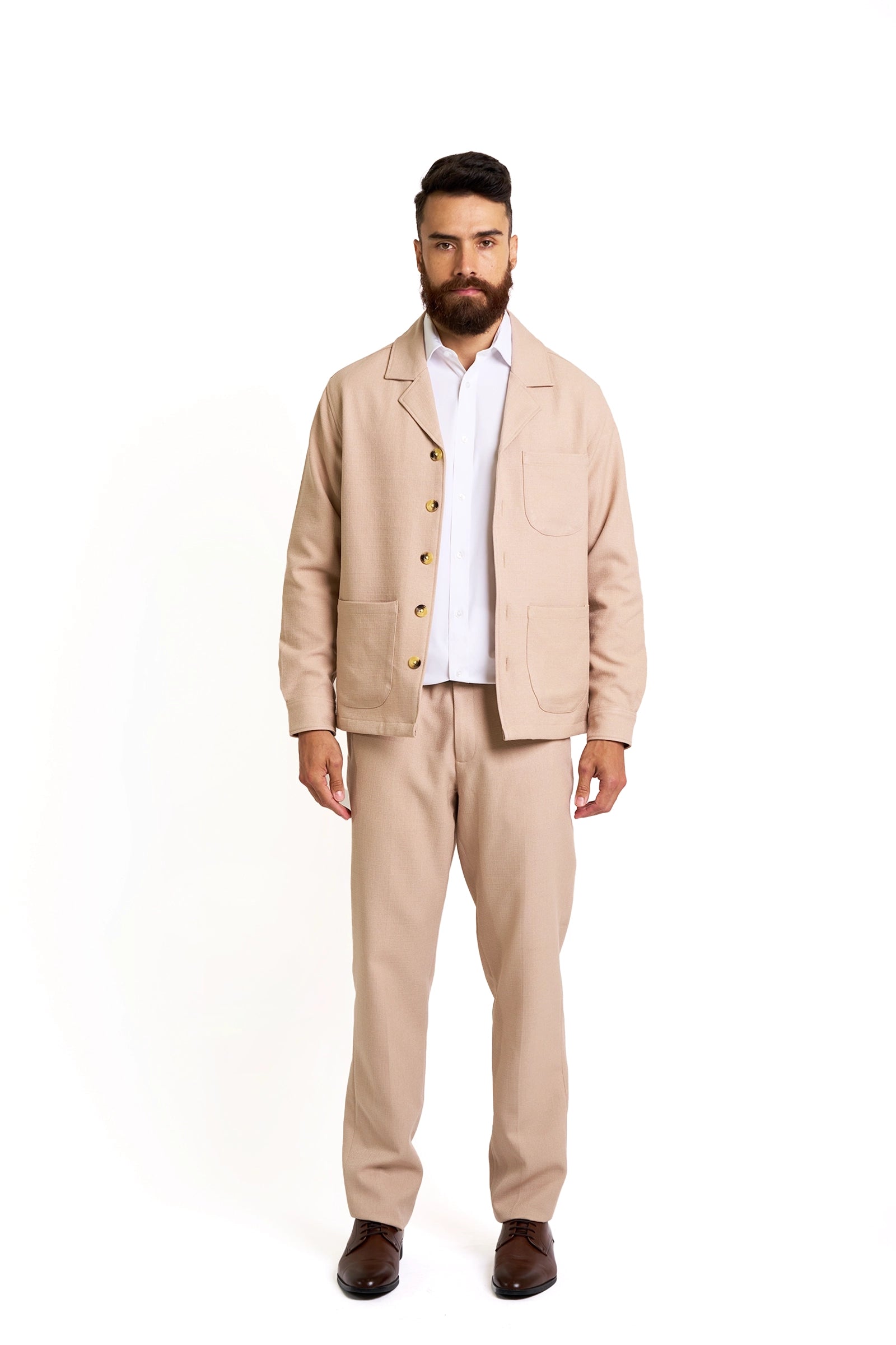 Beige Classic Tailored Chore Coat