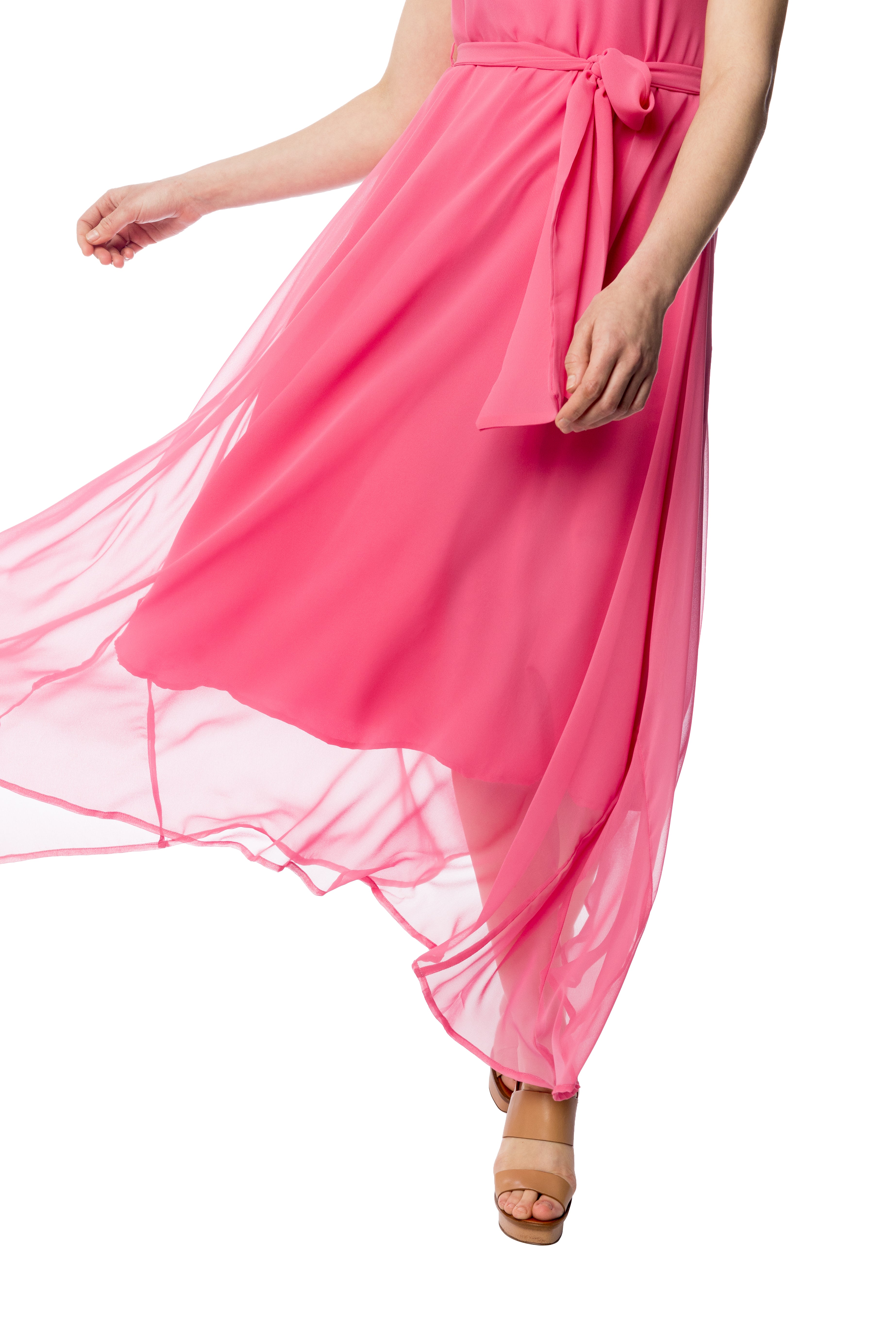Elegant Pink Chiffon Maxi Dress