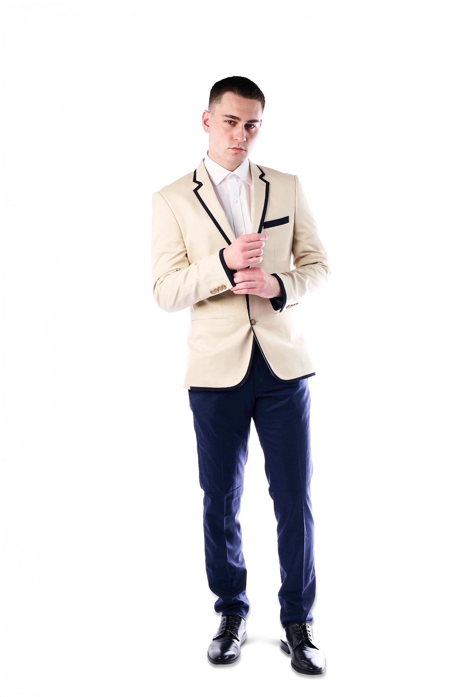 Men's Contrast-Piping Slim-Fit Blazer