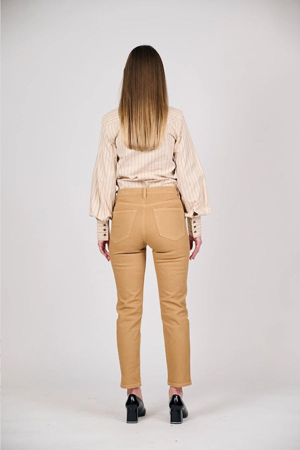 Women's Striped Beige Bow-Tie Shirt