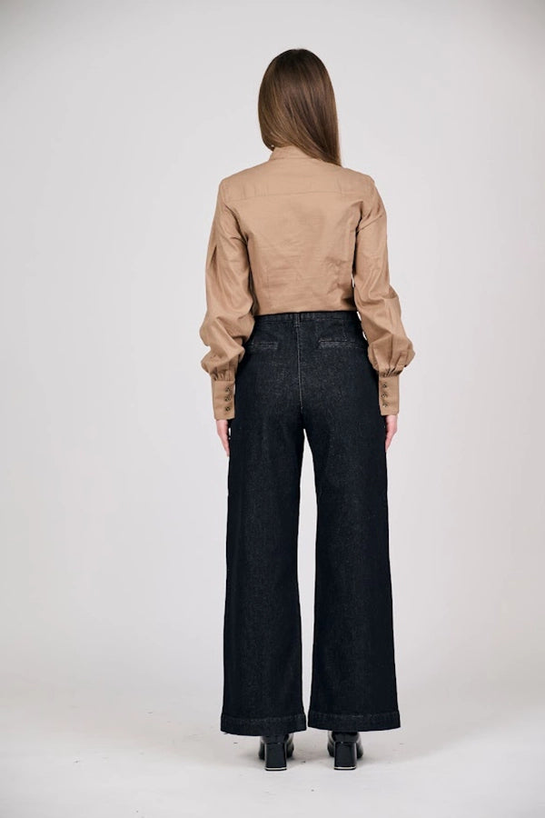 Women's Brown Bow-Tie Shirt