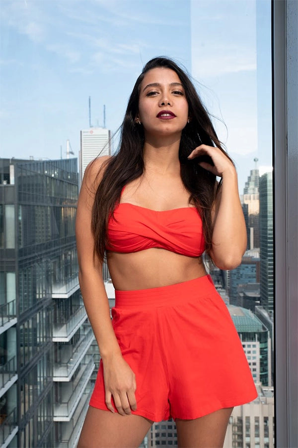 Women's High-Waisted Red Shorts