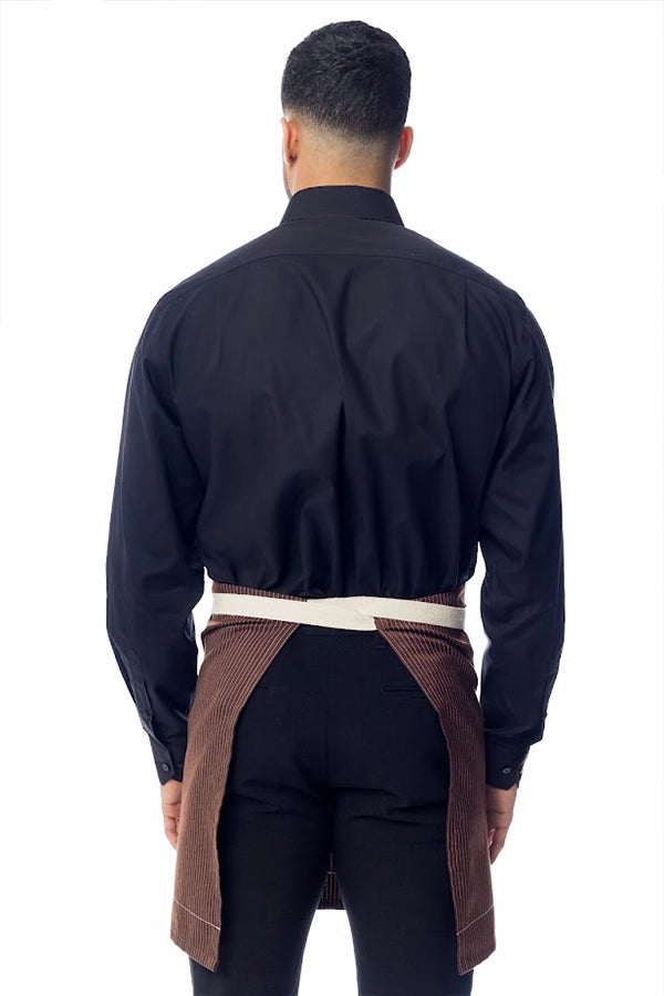 Brown Pinstripe Waist Apron with Contrast Tie
