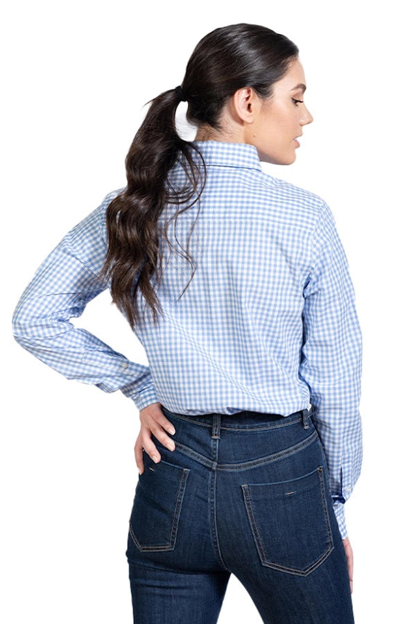 Classic Blue Gingham Button-Up Shirt