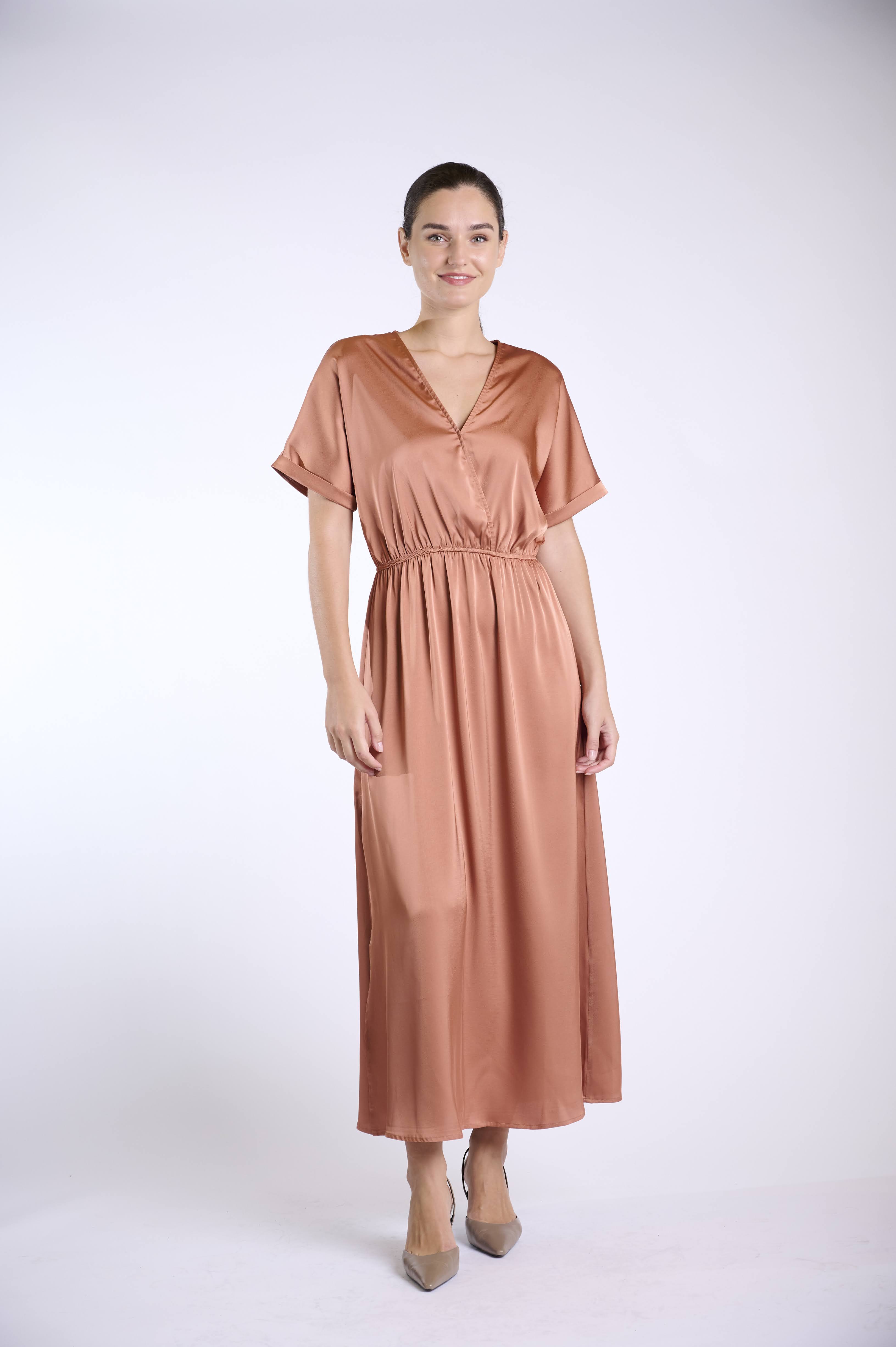 Terracotta Satin Maxi Dress