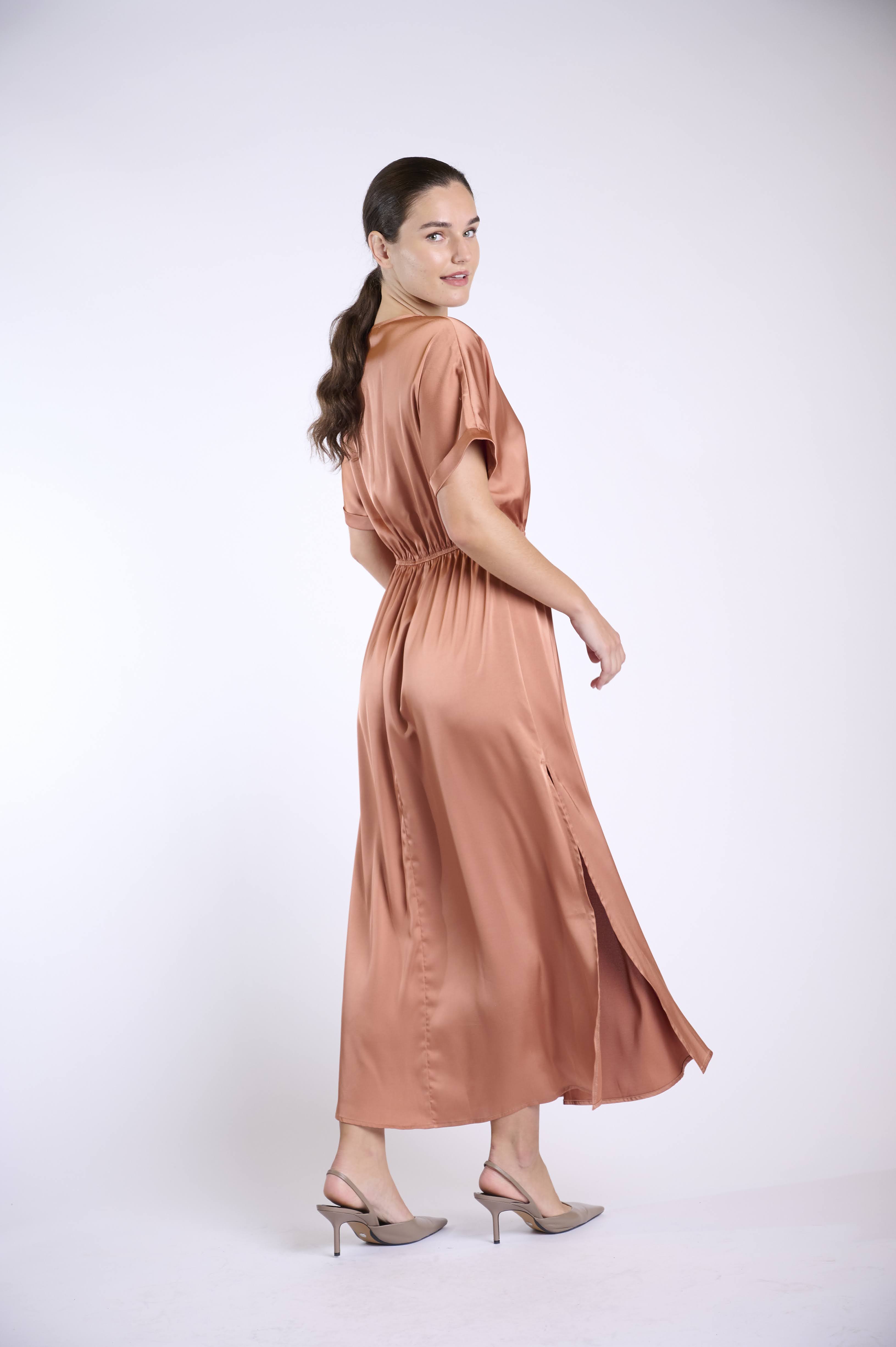 Terracotta Satin Maxi Dress