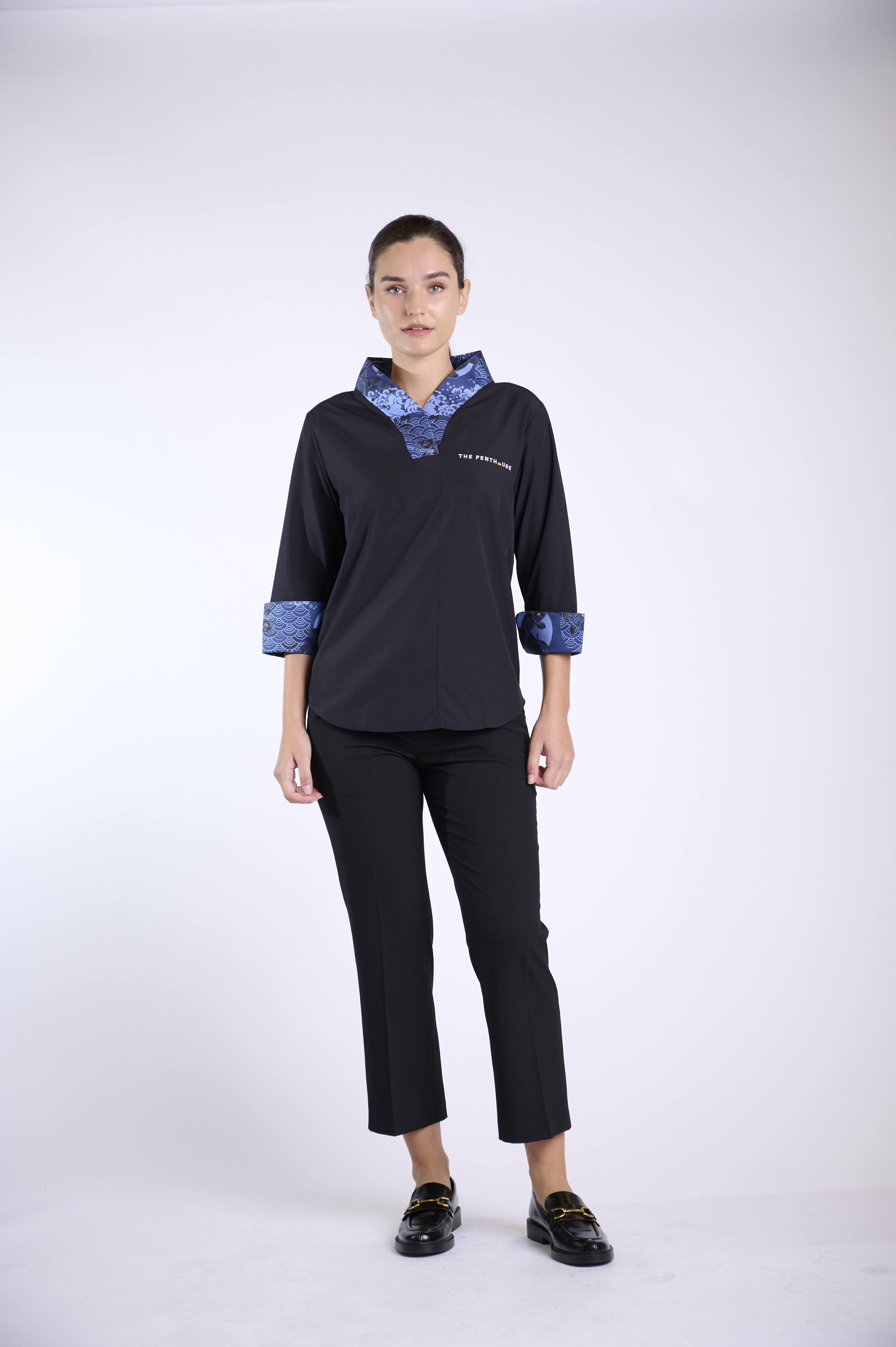 Sophisticated Contrast- Collar Blouse
