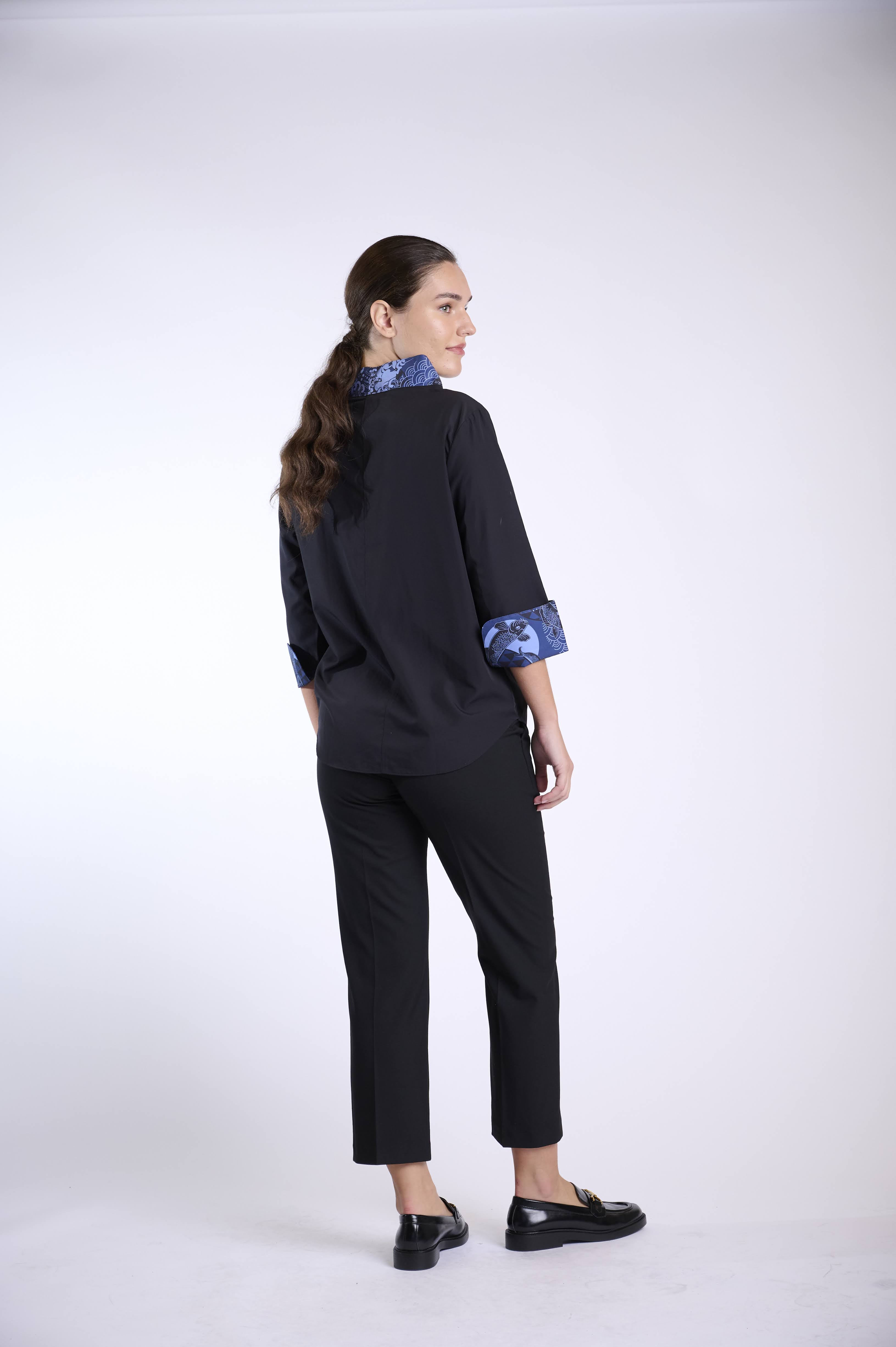 Sophisticated Contrast- Collar Blouse