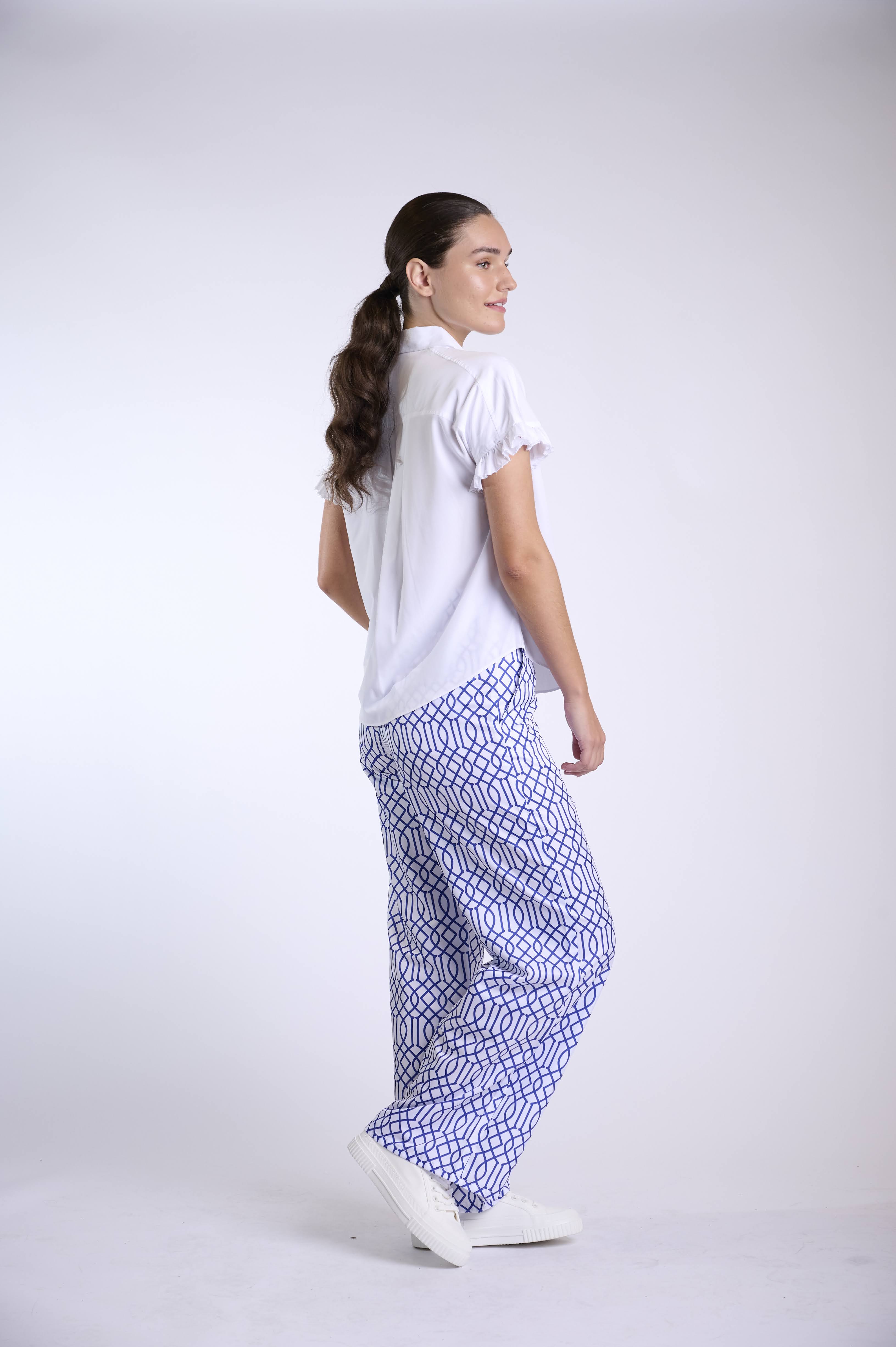 White ruffle sleeve Shirt