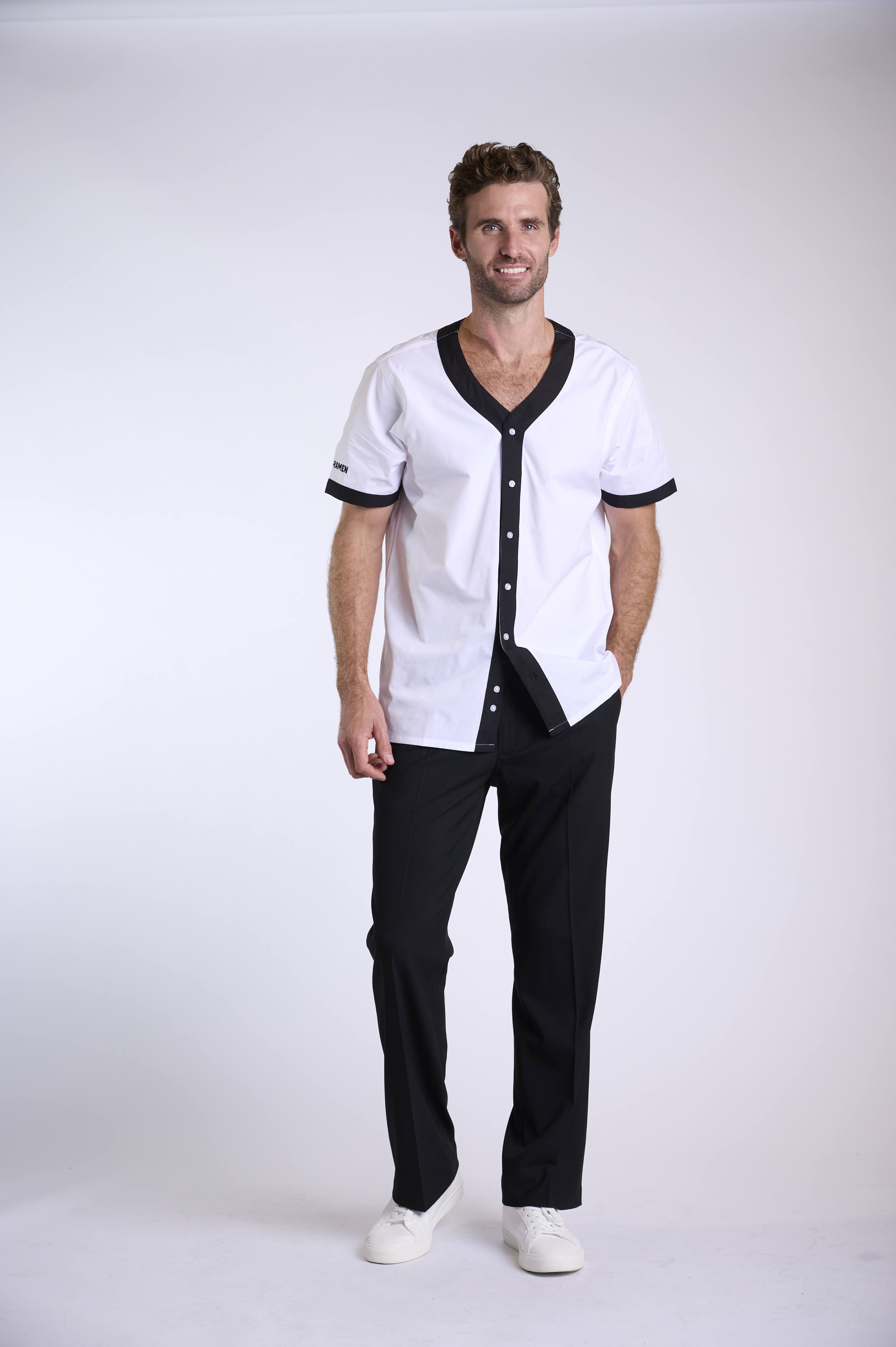Sporty Contrast Button-Up Shirt