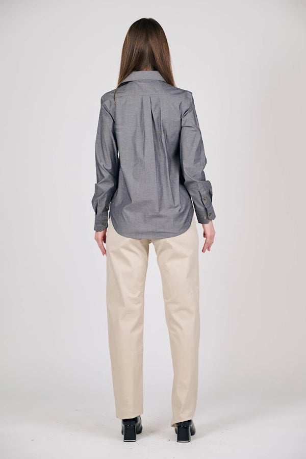 Women's Long Sleeve Chambray Utility Shirt