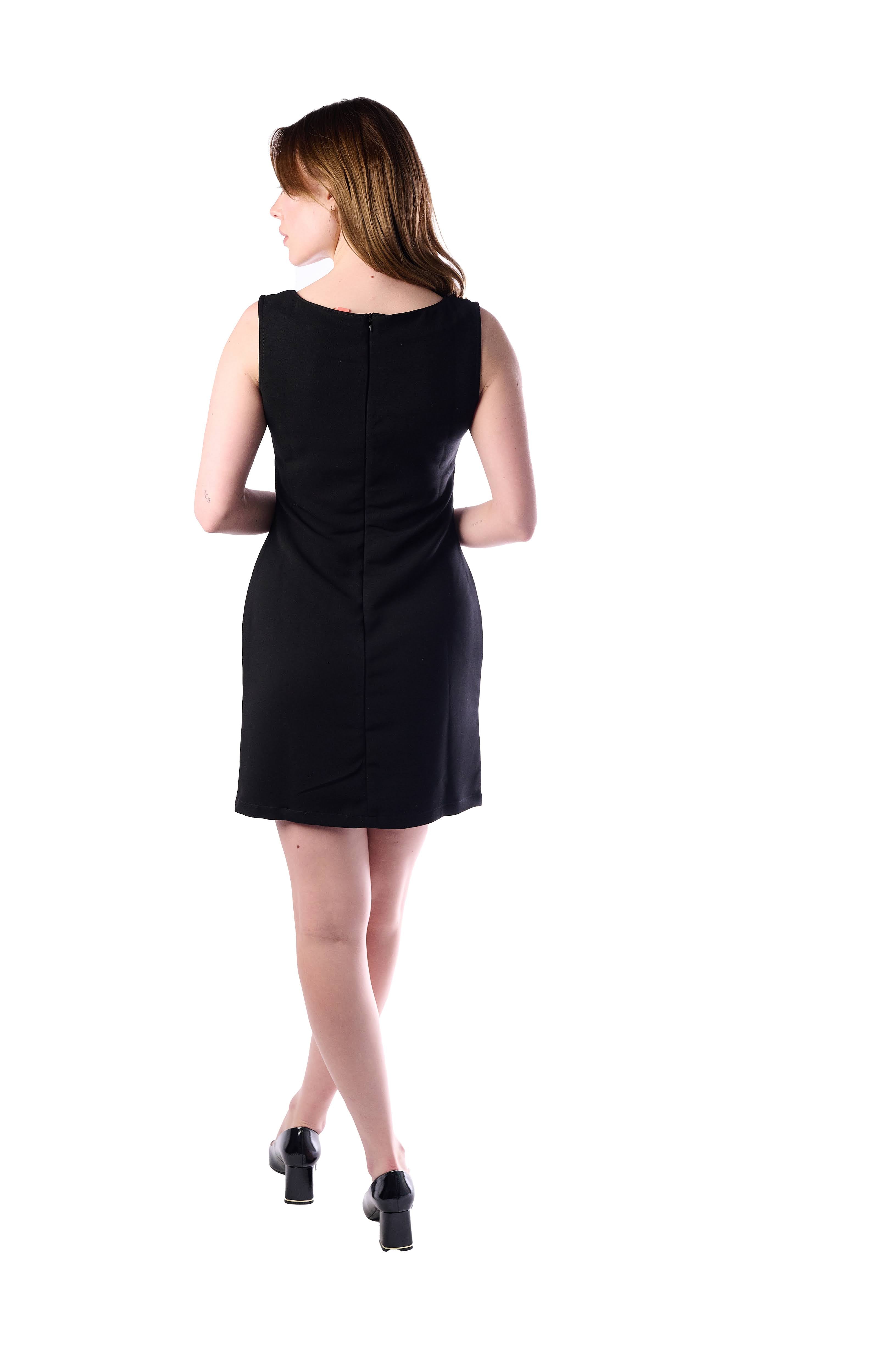 Classic Little Black Dress with Satin Detail