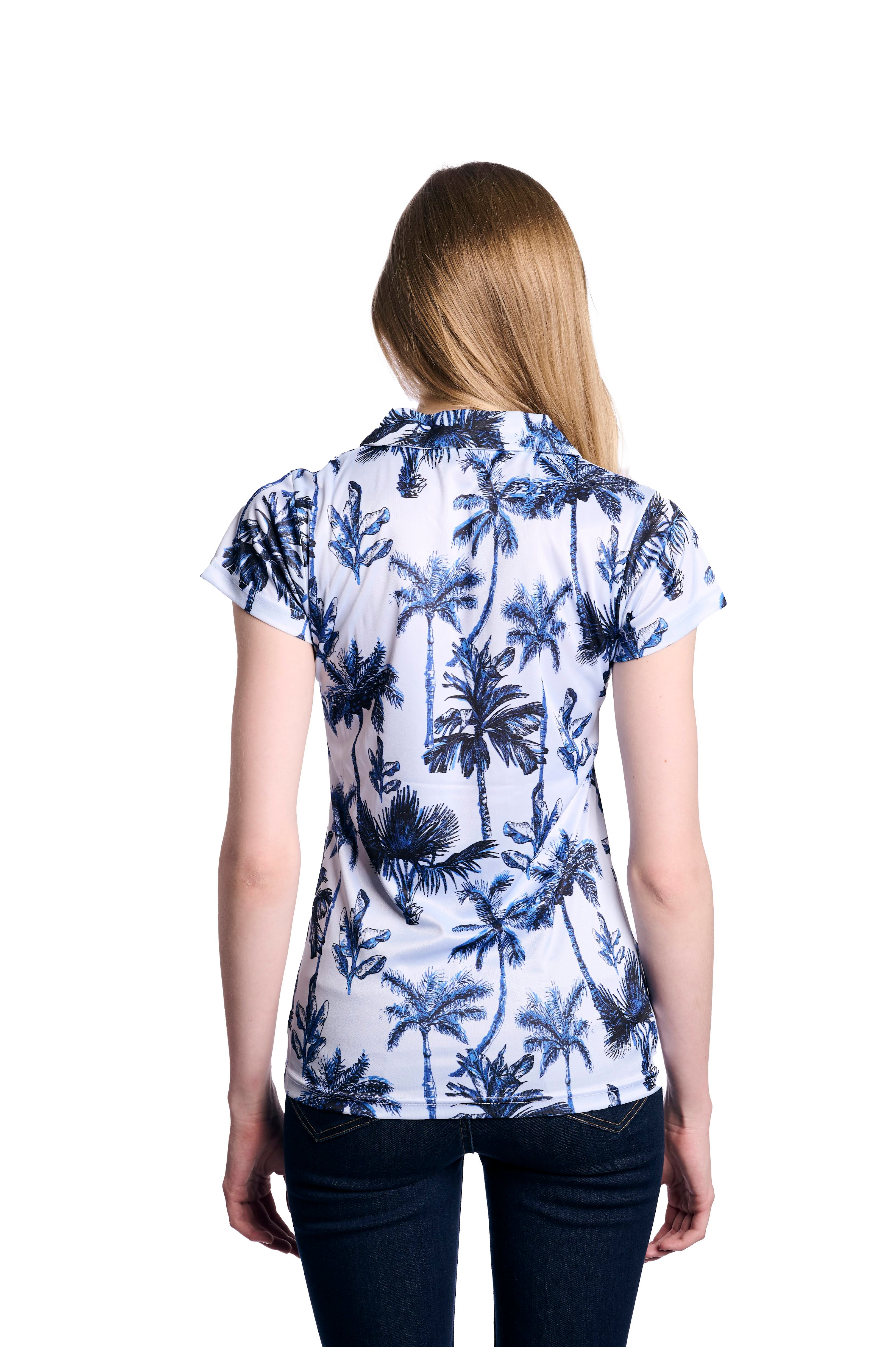 Tropical Print Short- Sleeve Blouse