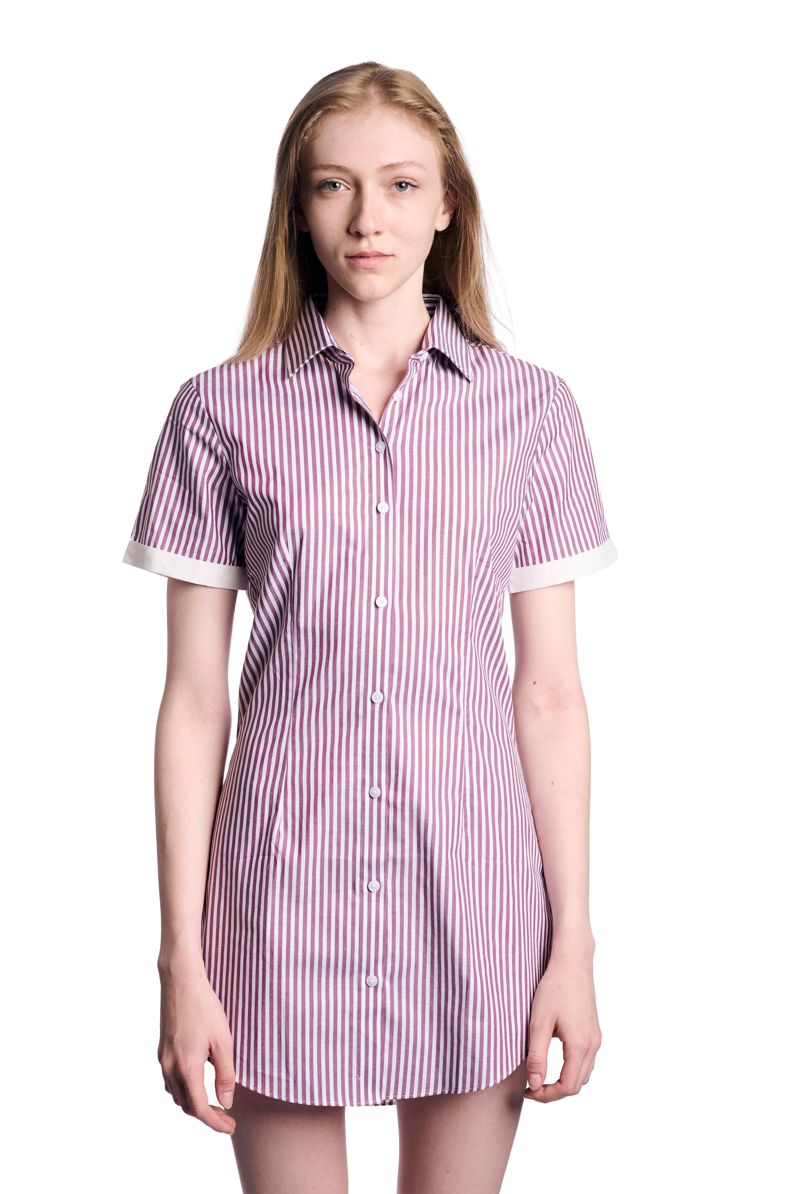 Striped Button-Up Shirt Dress