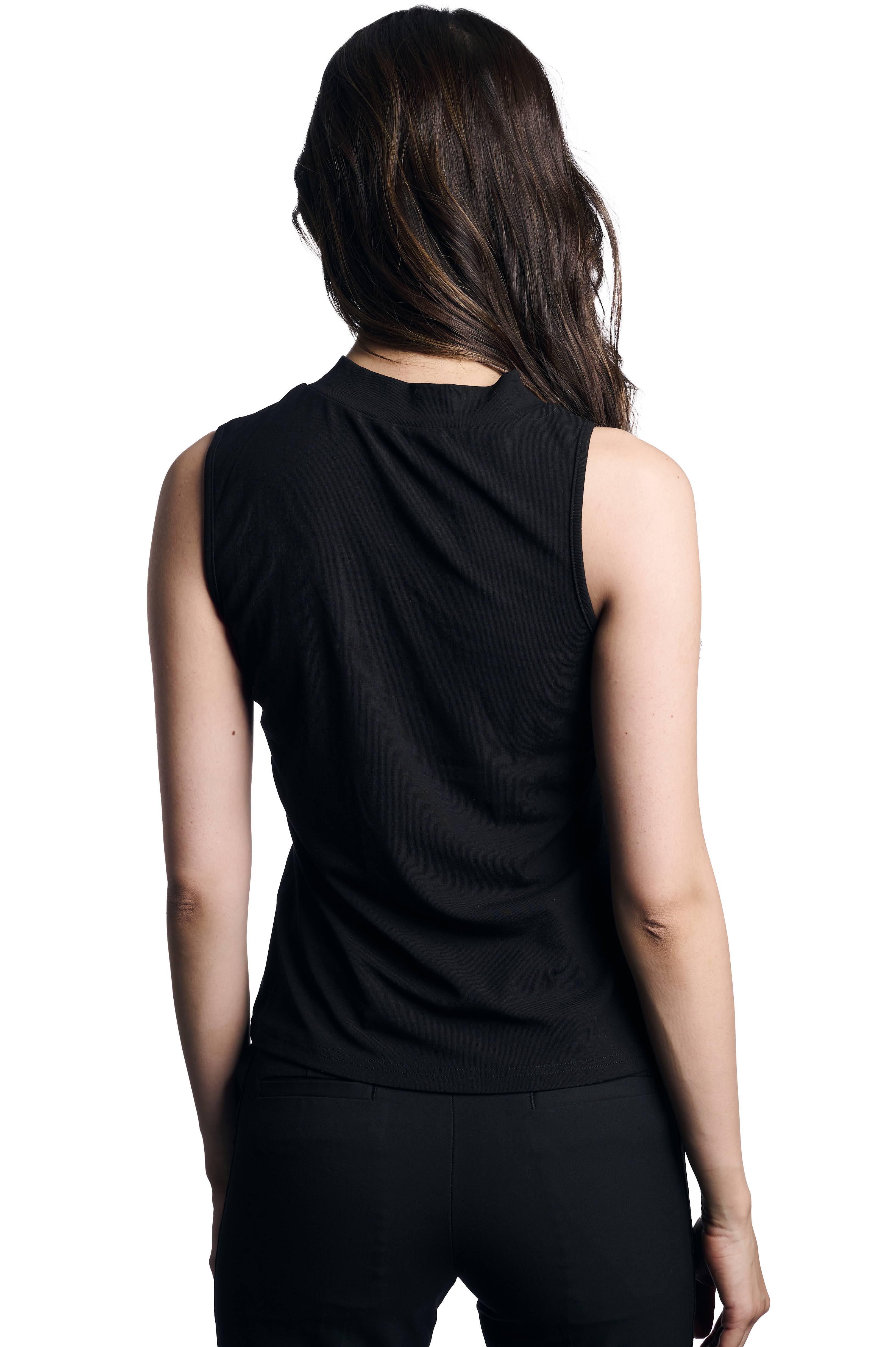 Sleek Black Sleeveless Top with Asymmetrical Cutout