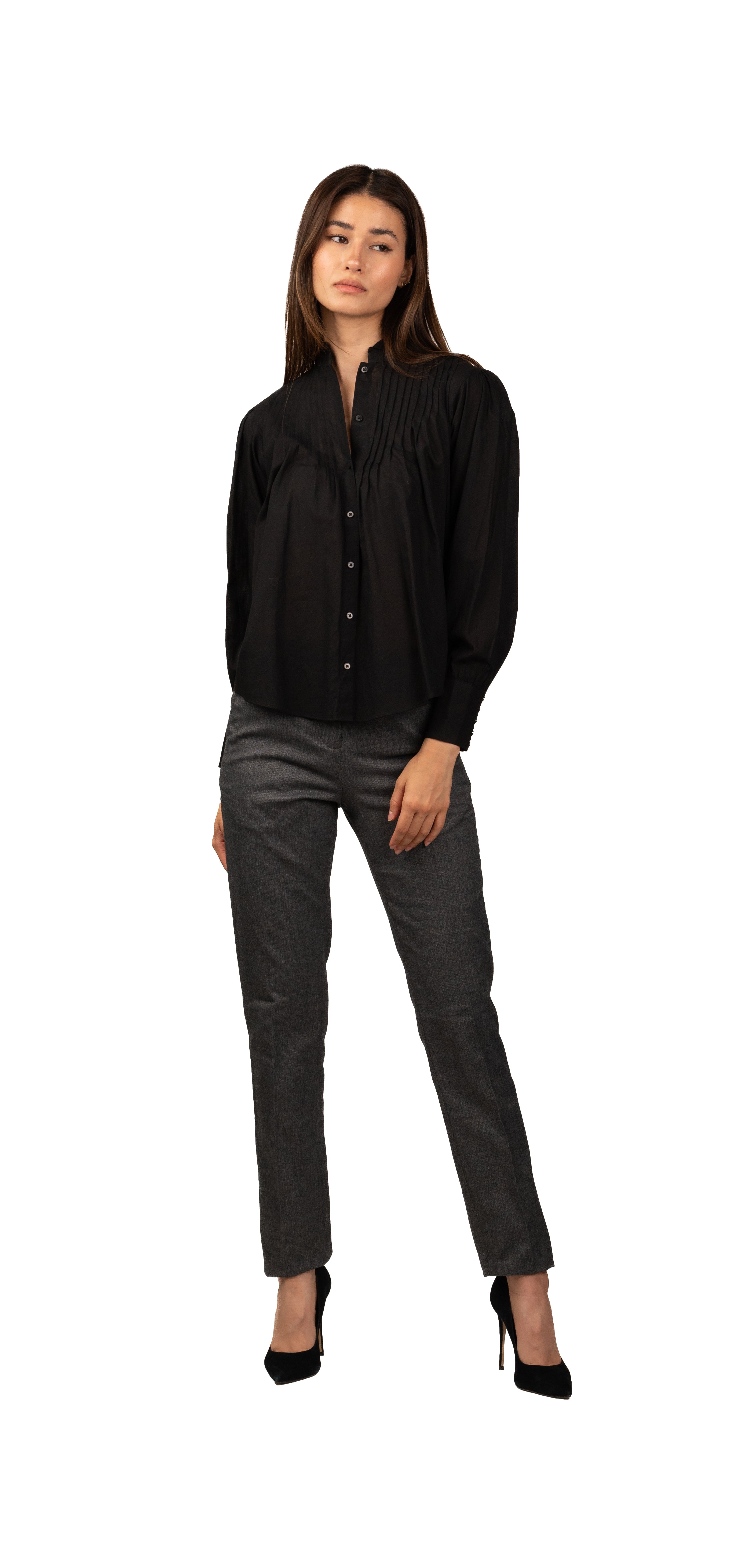 Elegant Black Pleated Blouse