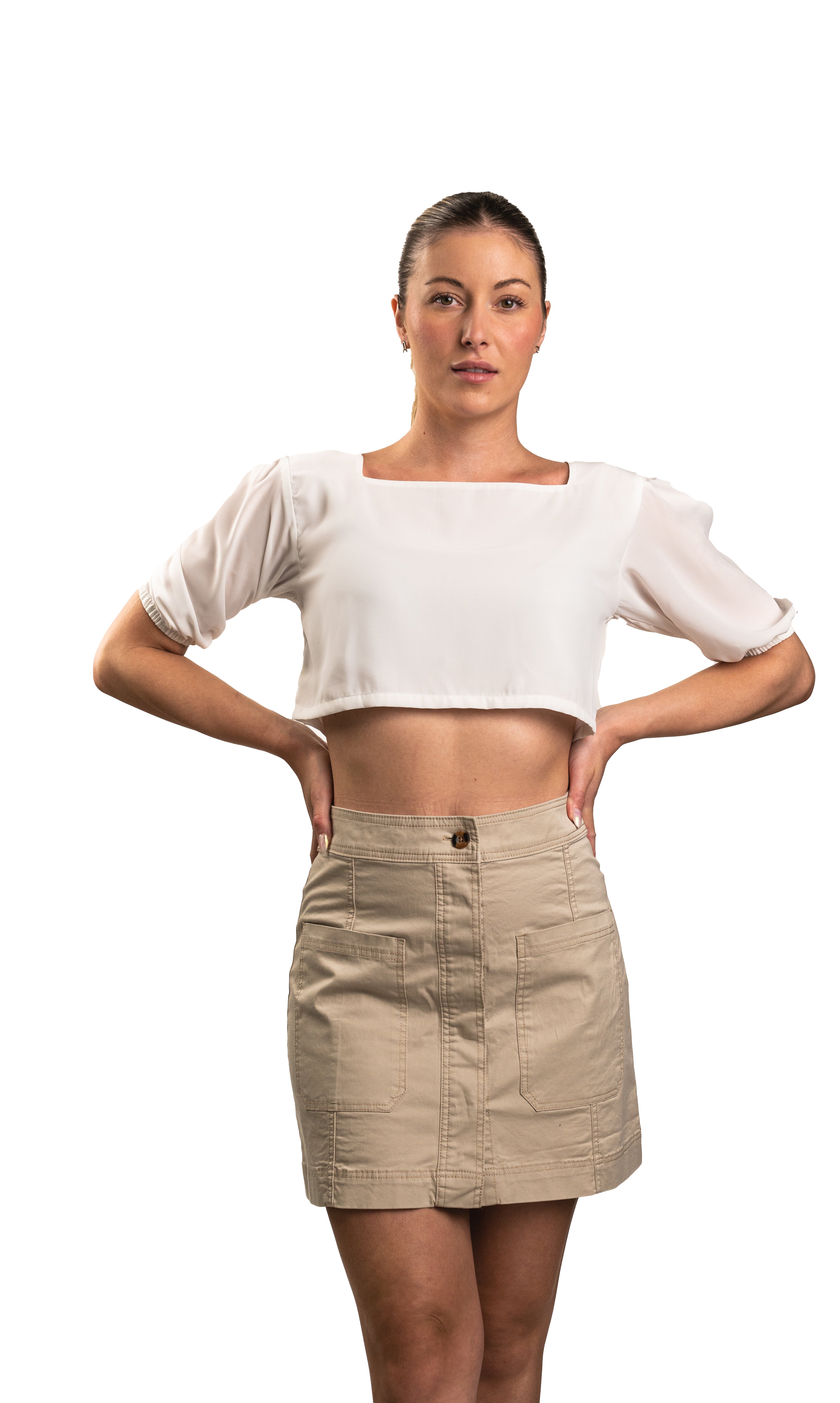 Casual Khaki Mini Skirt with Utility Pockets