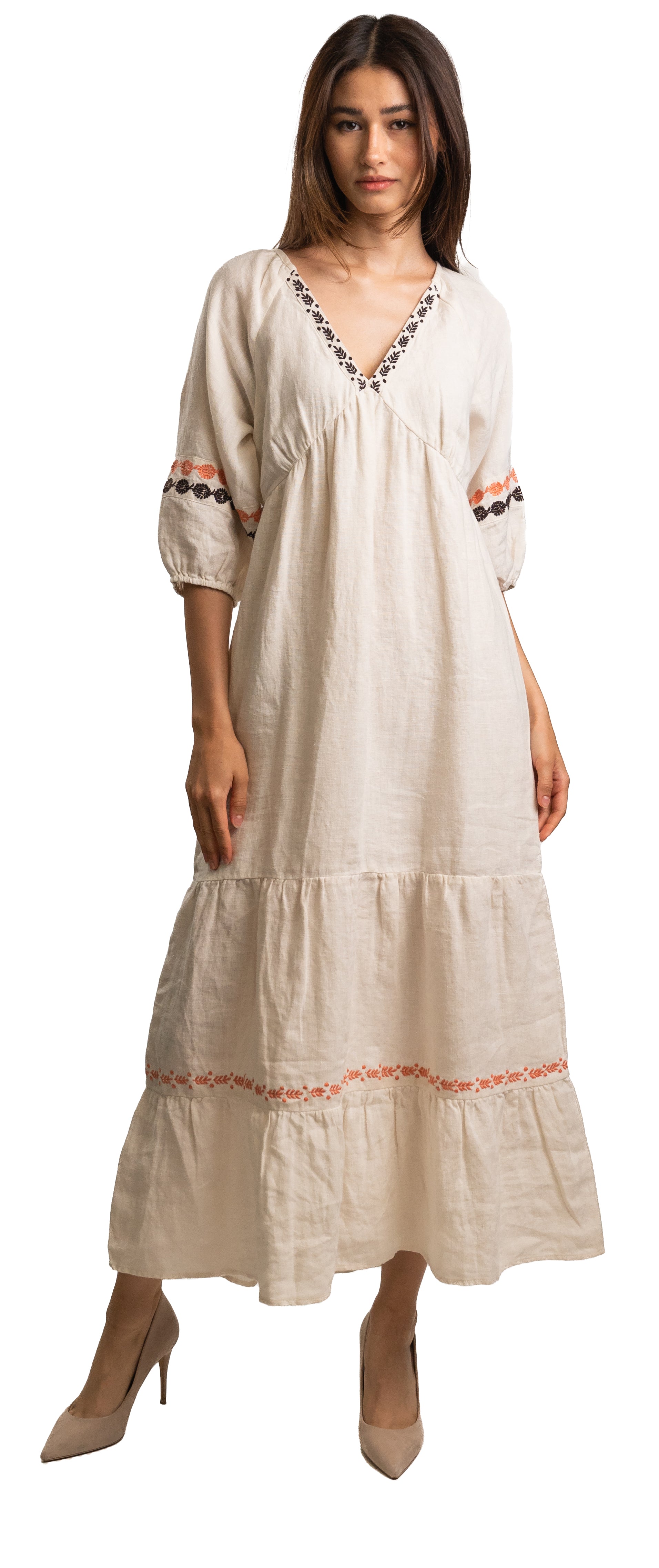 Boho-Chic Embroidered Maxi Dress