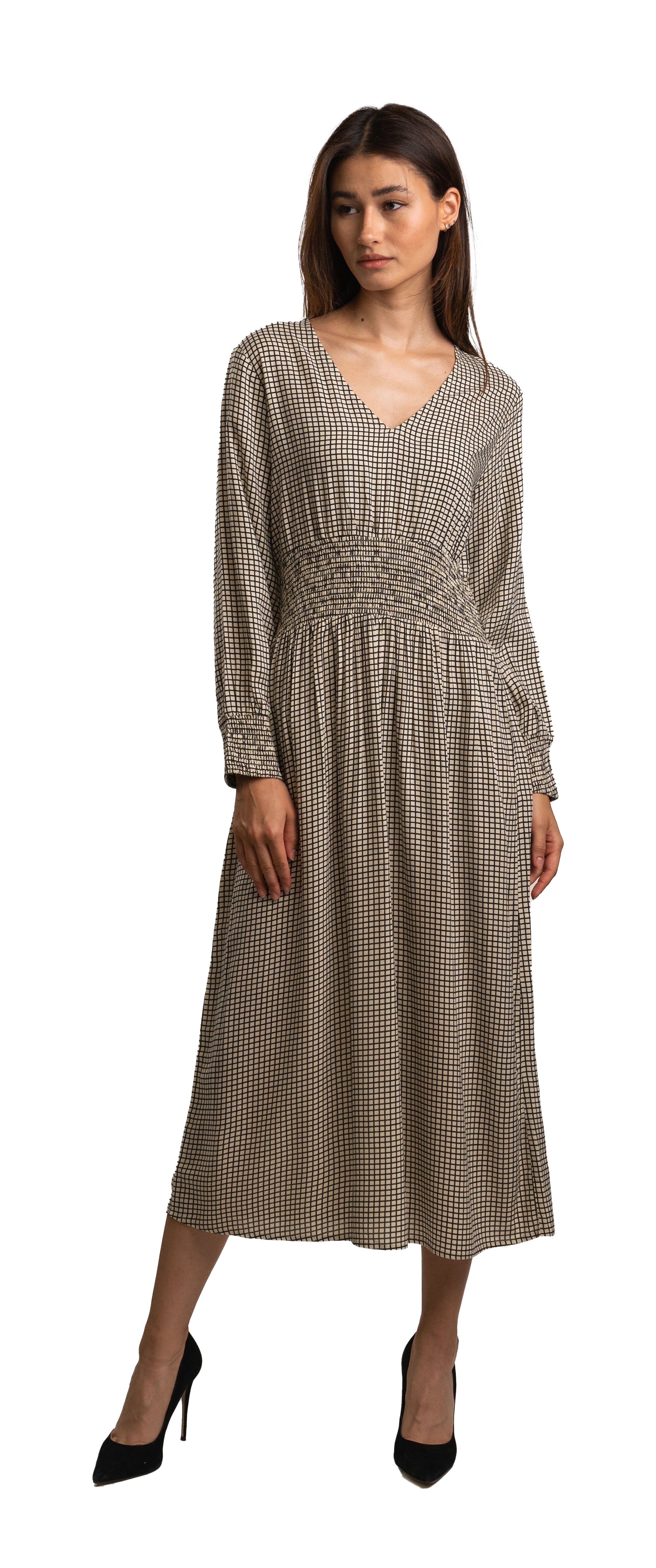 Classic Checkered Midi Dress