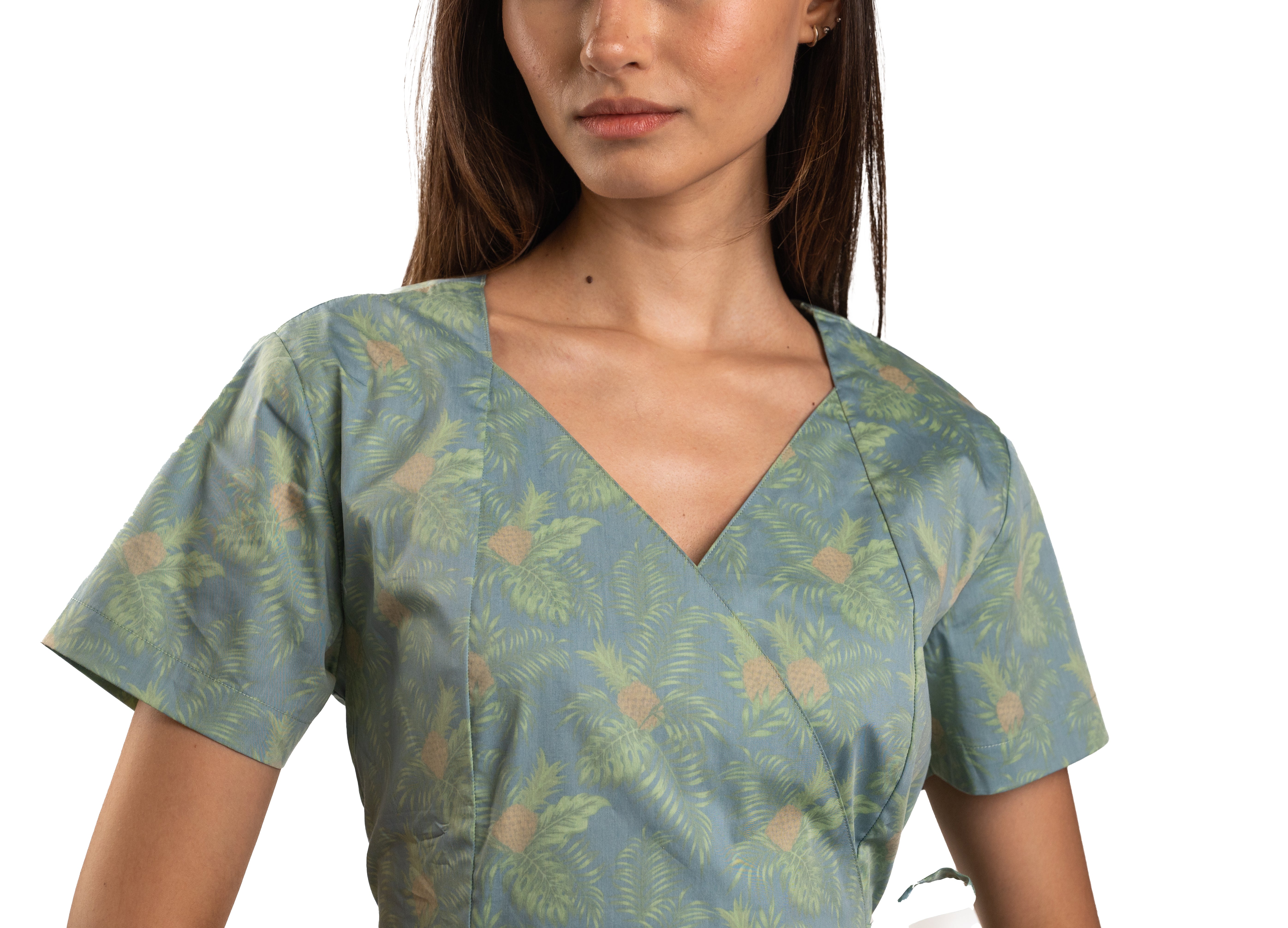 Tropical Print Wrap Dress