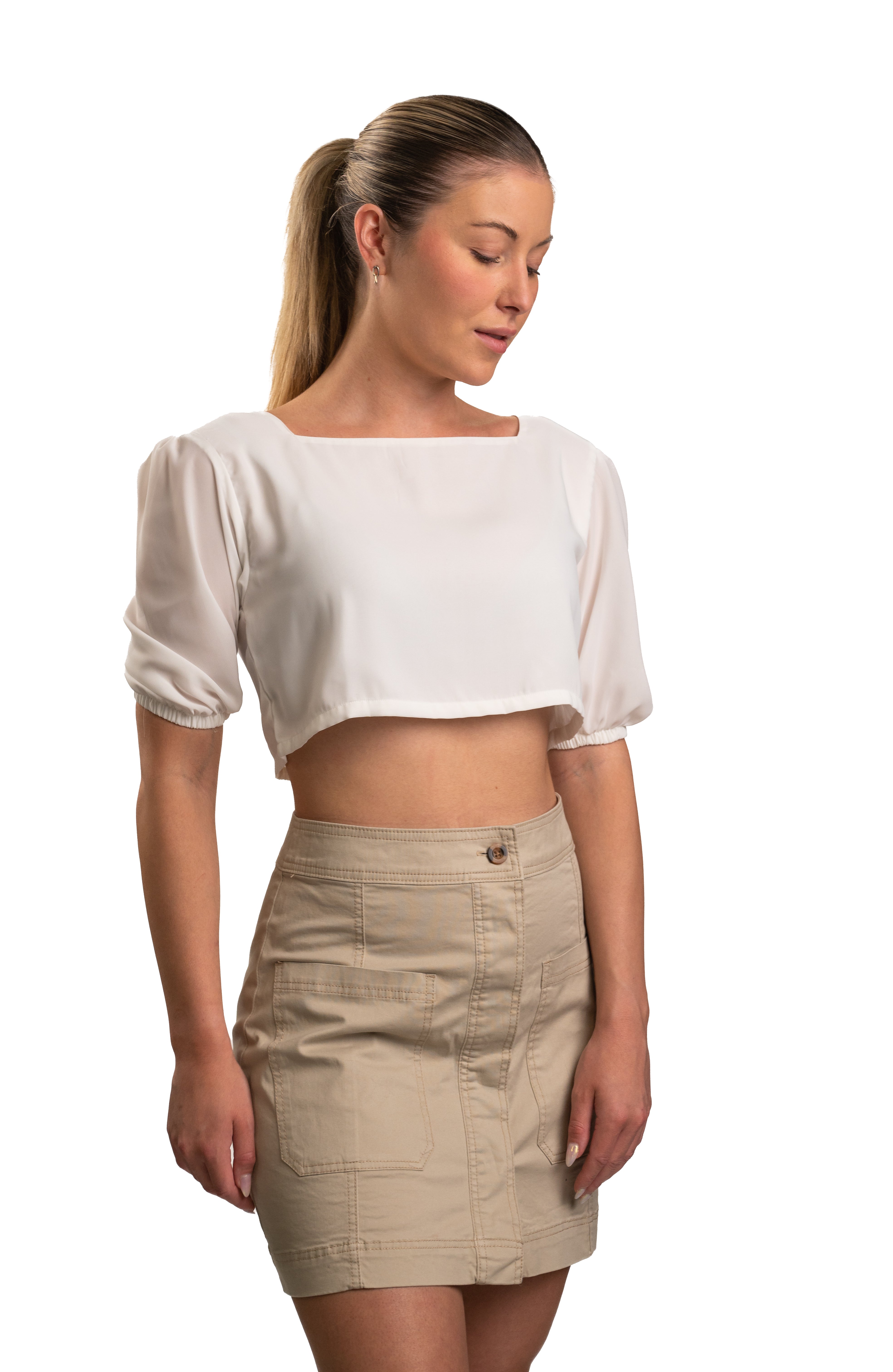 Casual Khaki Mini Skirt with Utility Pockets