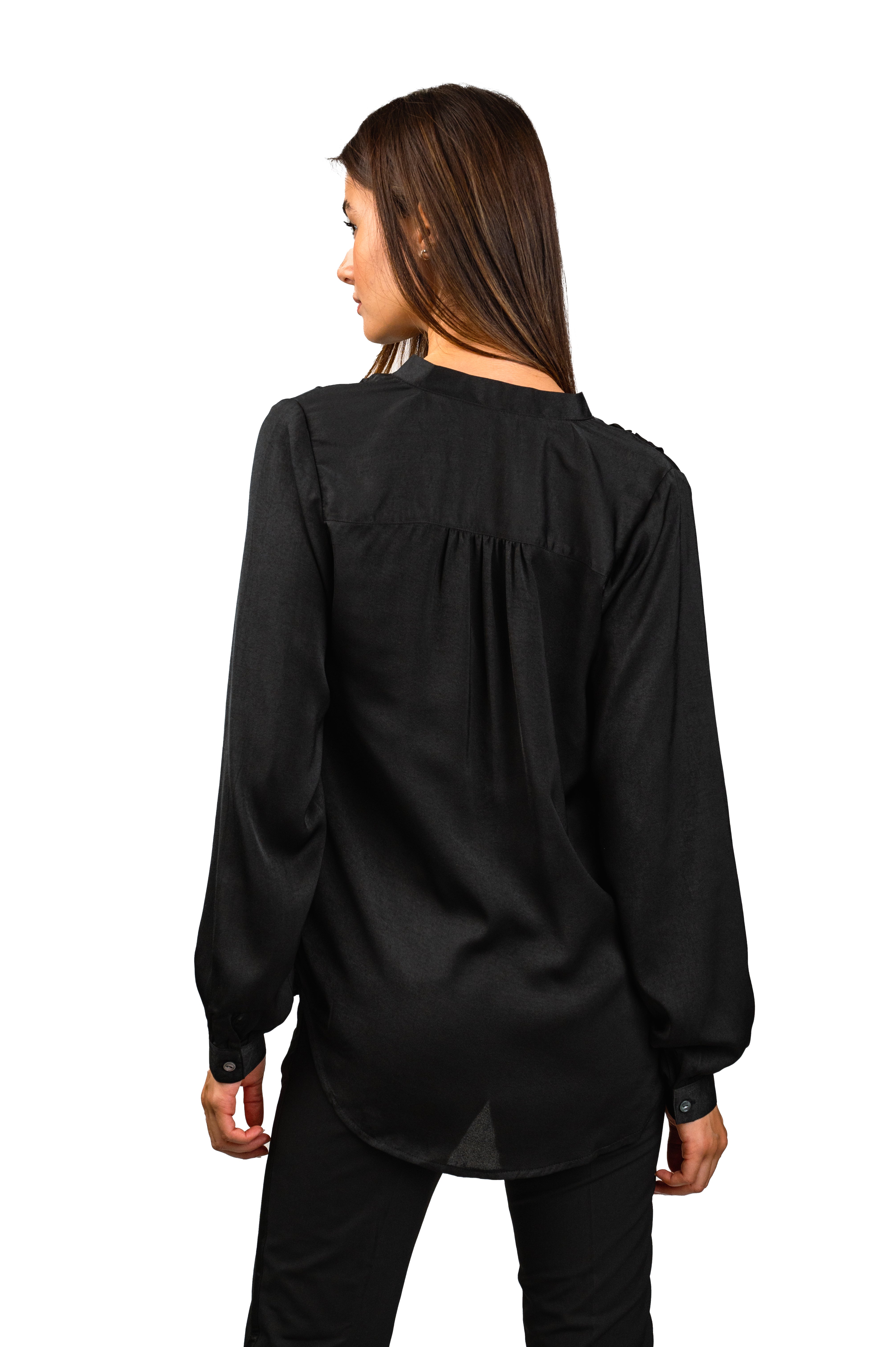 Classic Black V-Neck Blouse