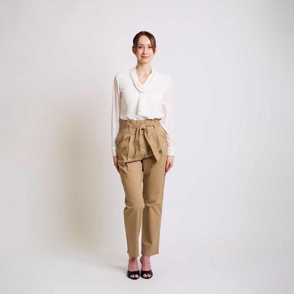 Elegant White Tie-Neck Blouse
