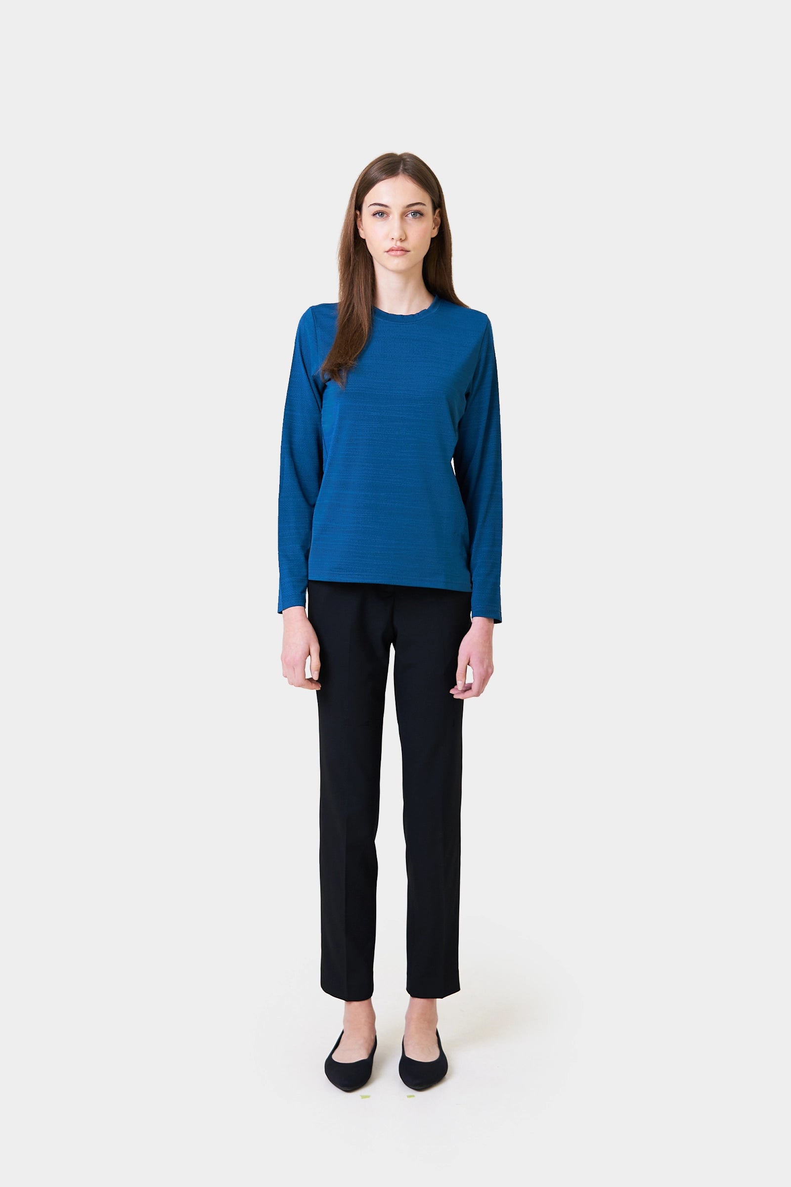 Bussers Winter Women's Teal Long Sleeve T-Shirt with Logo Print on Sleeve