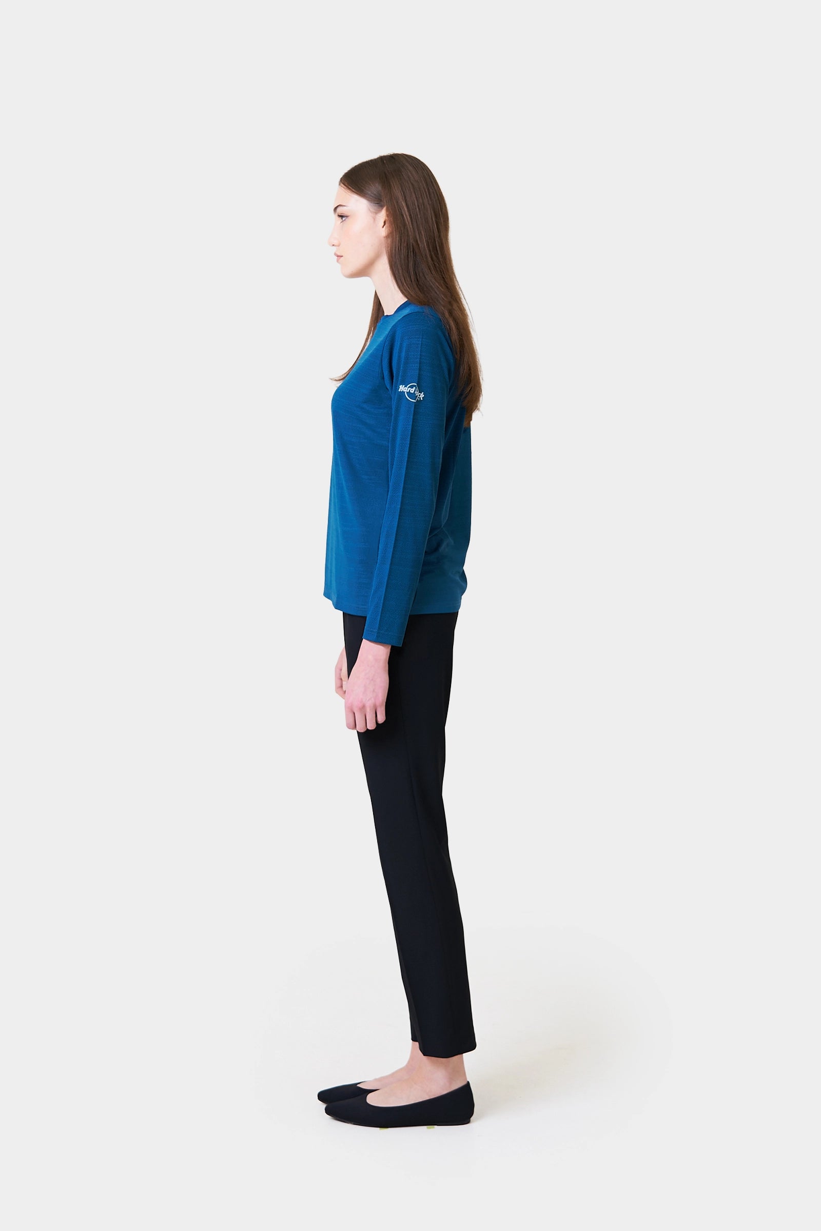 Bussers Winter Women's Teal Long Sleeve T-Shirt with Logo Print on Sleeve