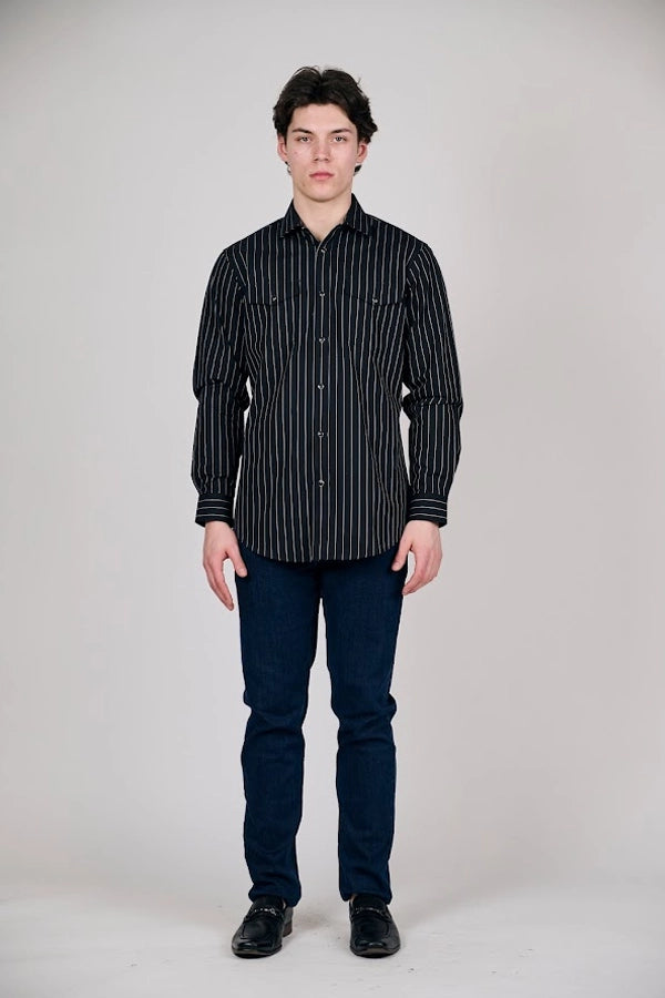 Casual Striped Black Shirt