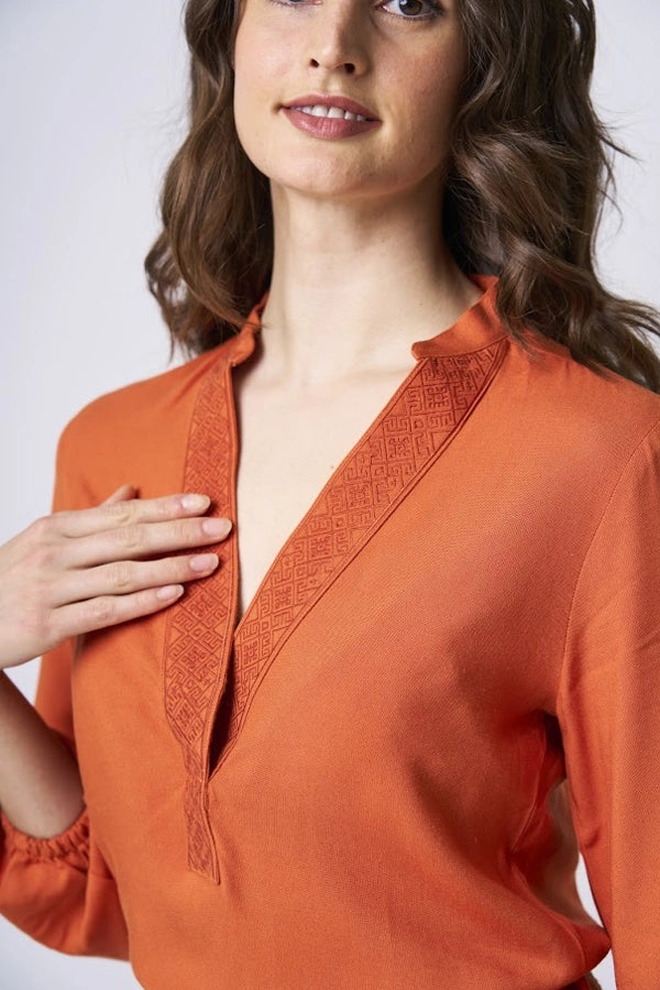 Women’s Long Sleeve Split-Neck Blouse