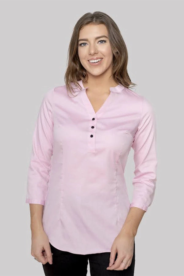 Classic Pink Button-Up Blouse