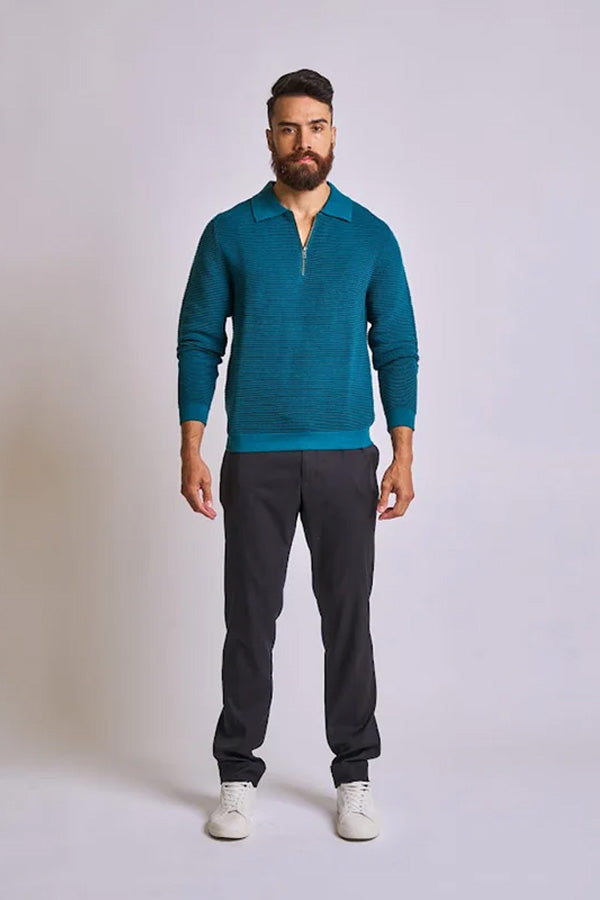 Men's Half-Zip Ribbed T-shirt