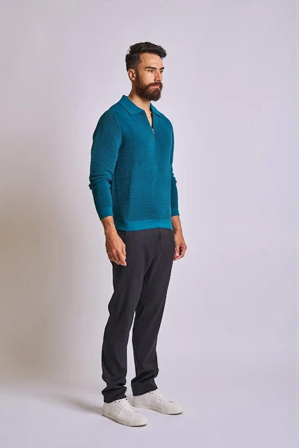 Men's Half-Zip Ribbed T-shirt