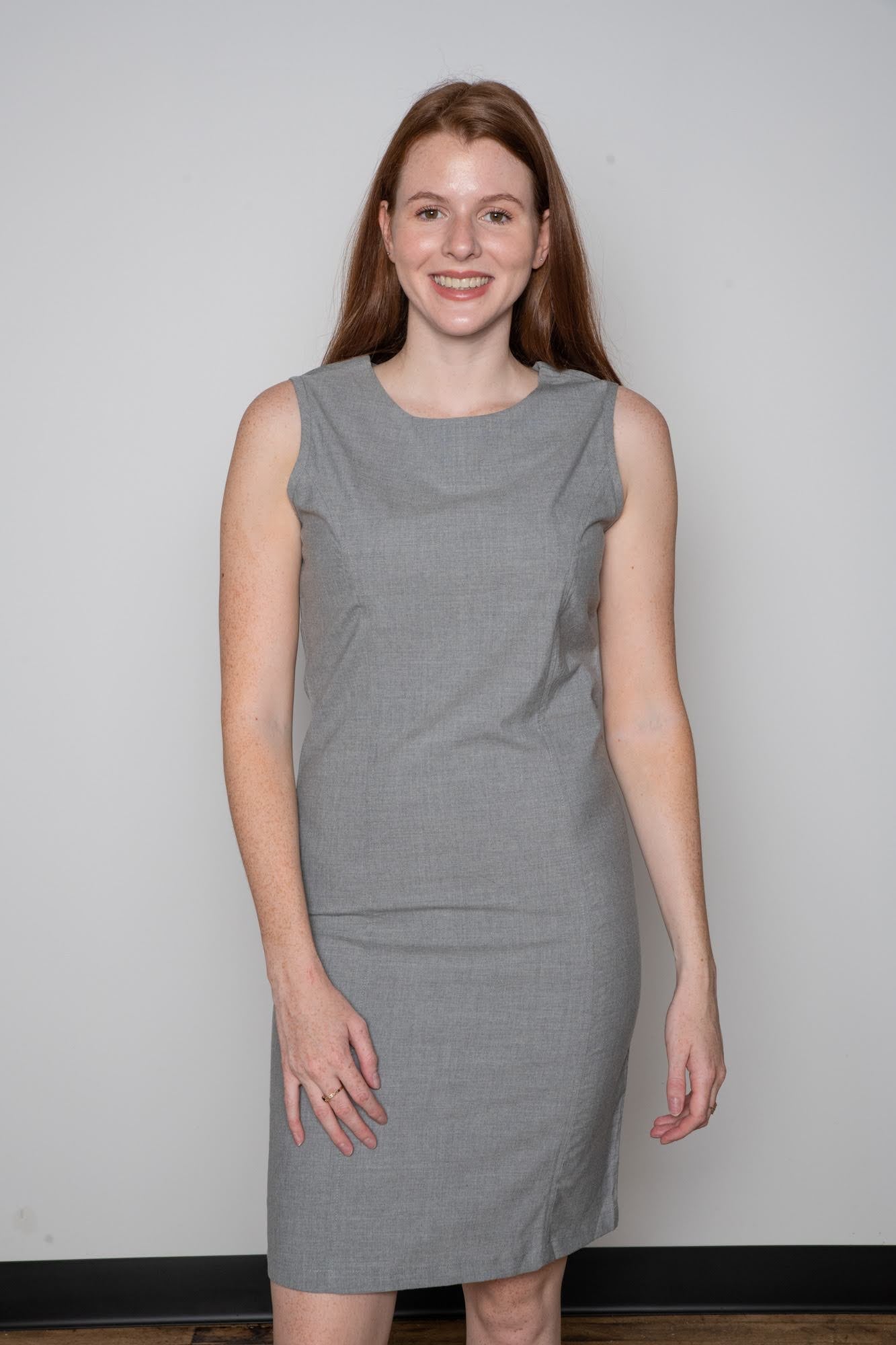 Classic Sleeveless Gray Sheath Dress