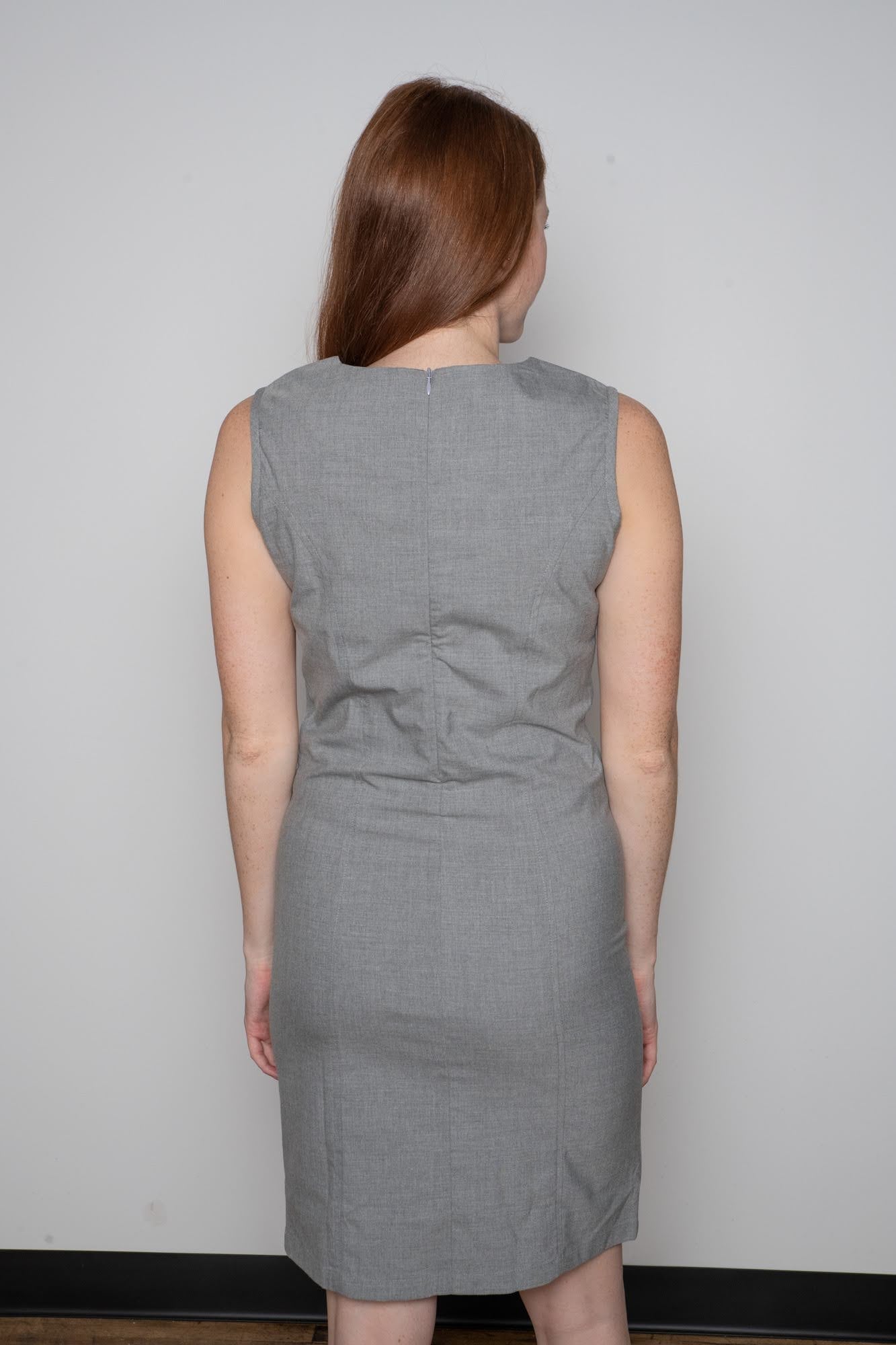 Classic Sleeveless Gray Sheath Dress