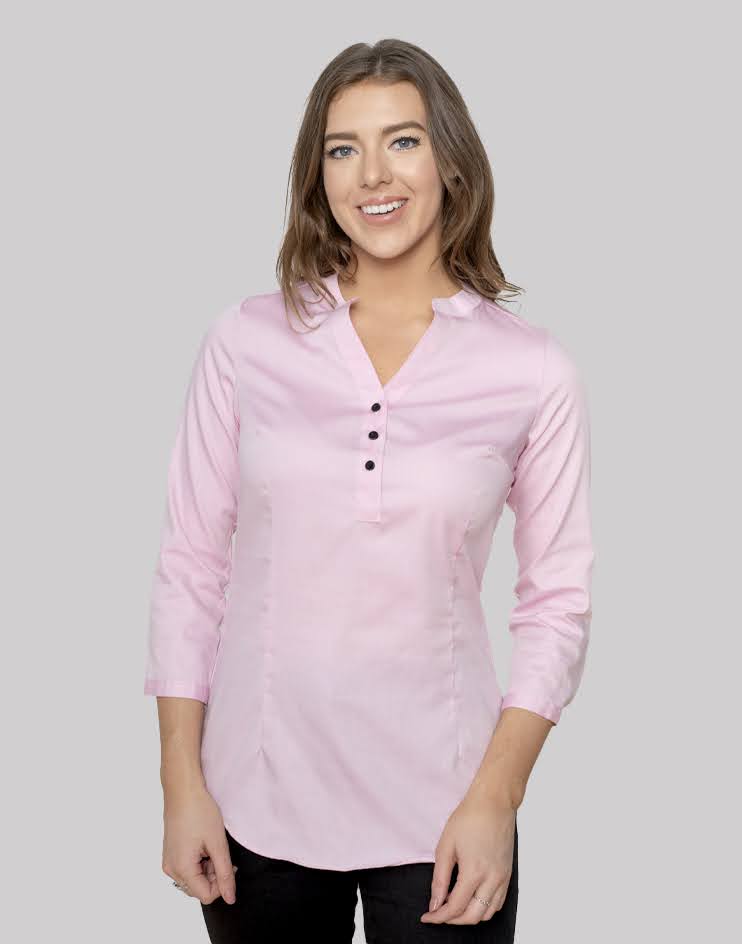 Classic Pink Button-Up Blouse