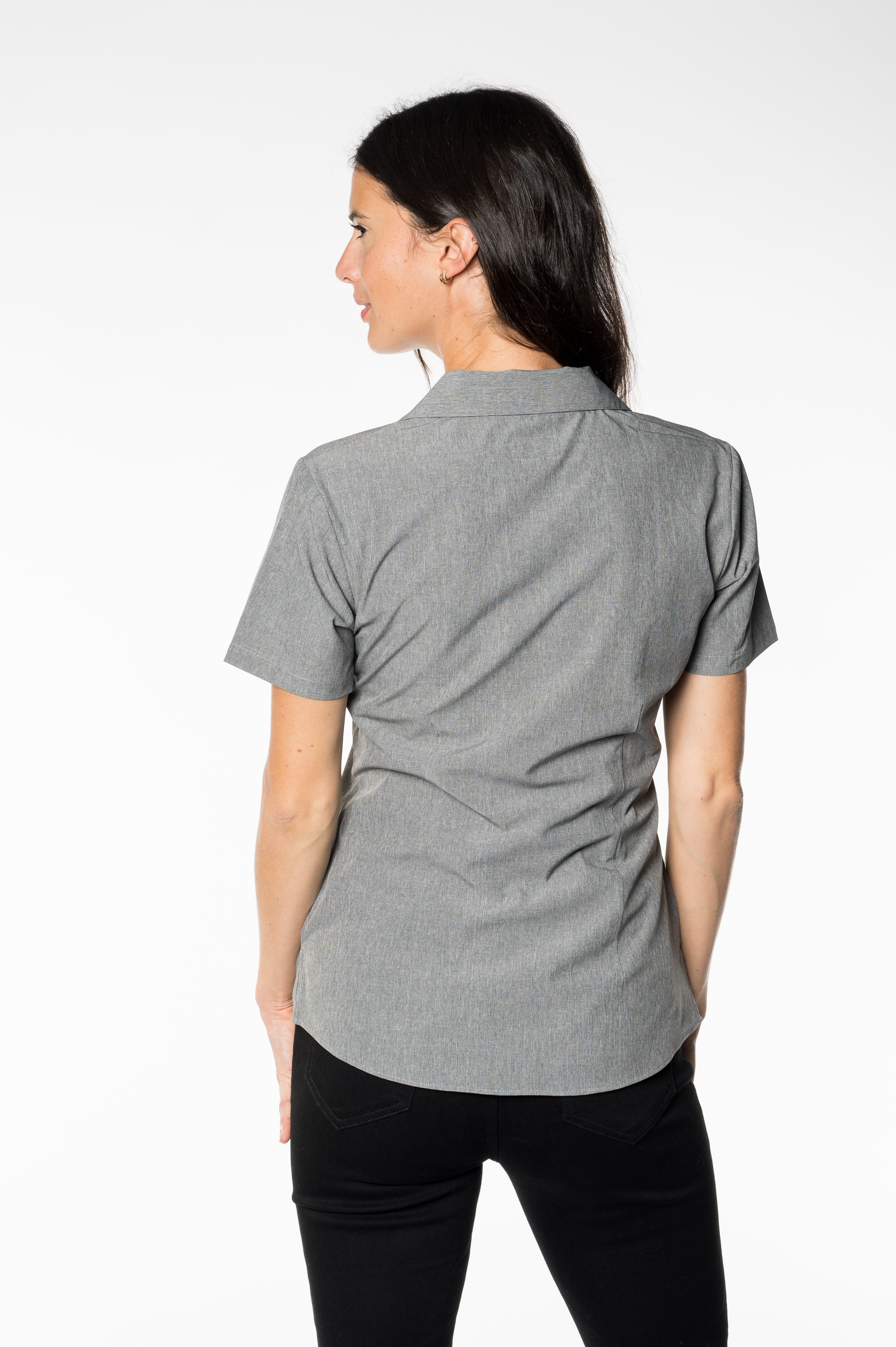 Women's Grey V-Neck Polo T-shirt