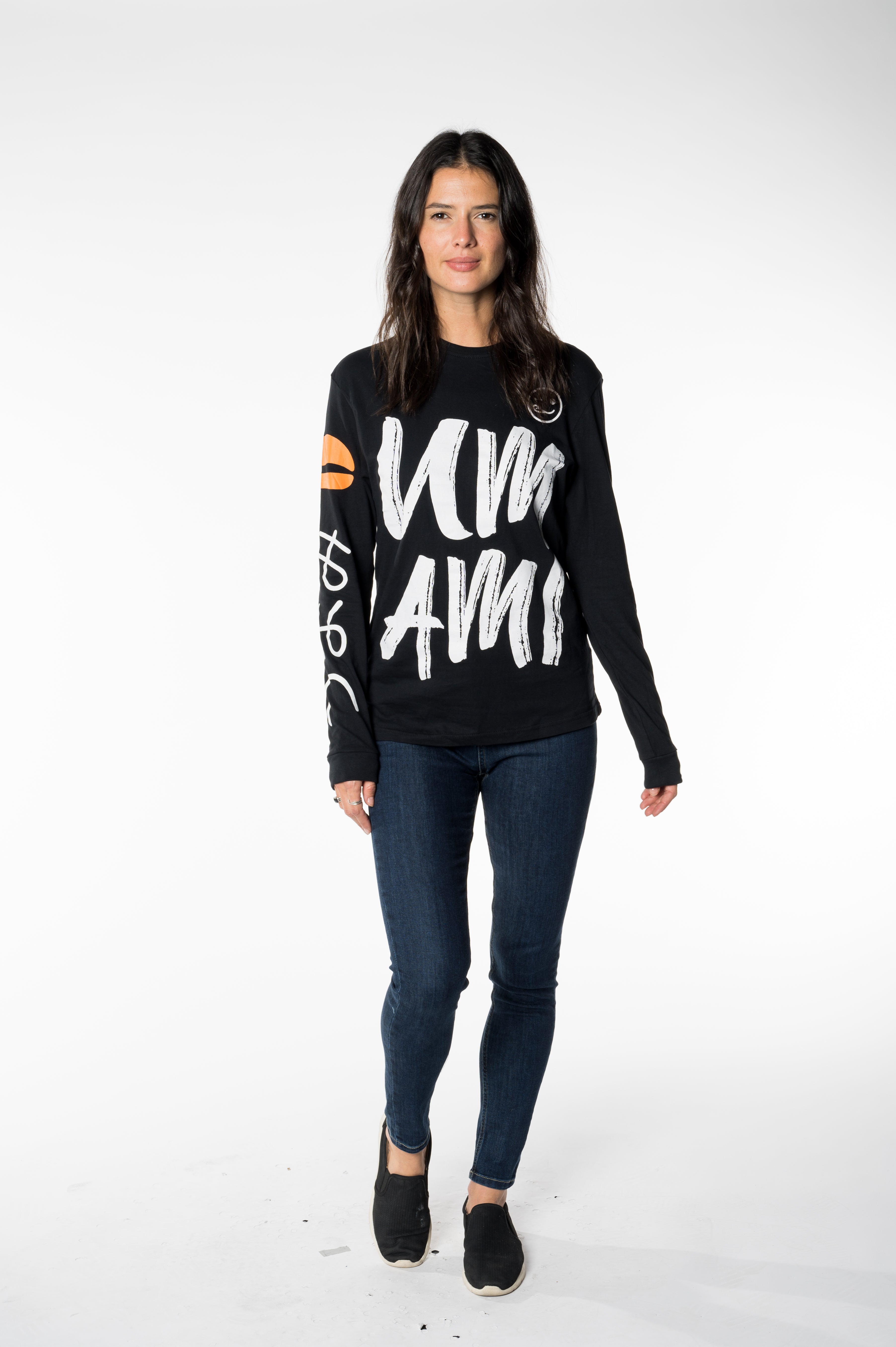 Women's Long Sleeve Graphic  T-Shirt – Bold Artistic Print in Black