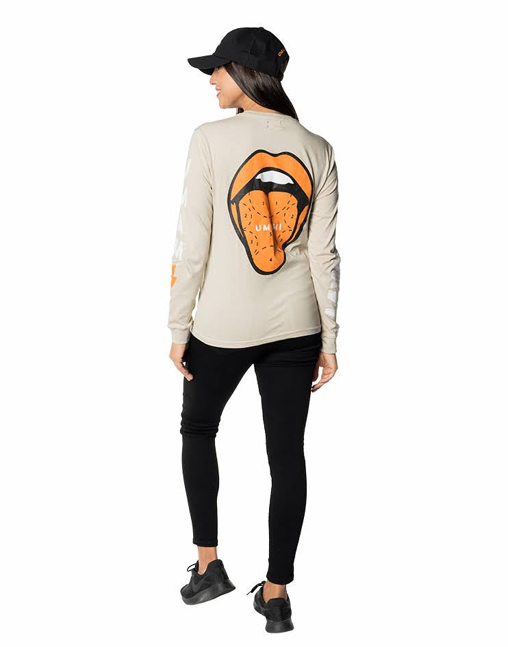 Women’s Beige Long Sleeve T-Shirt with Print