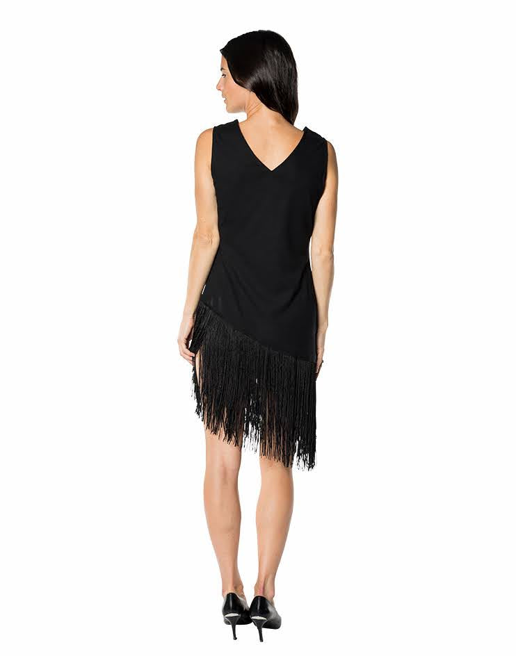 Sleek Black Fringe Dress