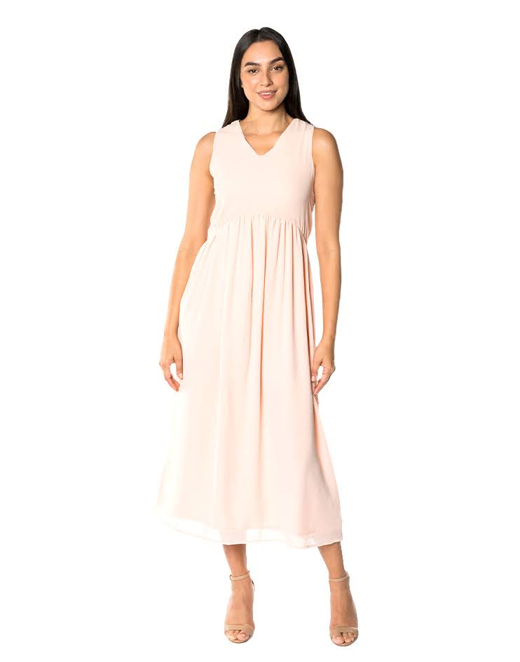 Soft Peach Sleeveless Maxi Dress