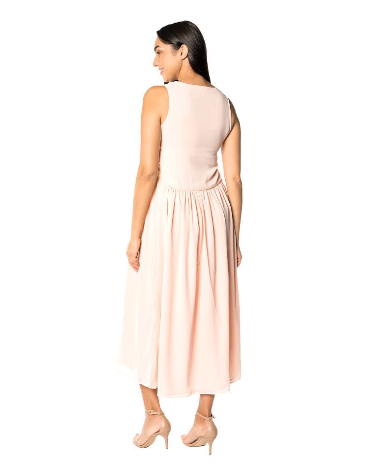 Soft Peach Sleeveless Maxi Dress