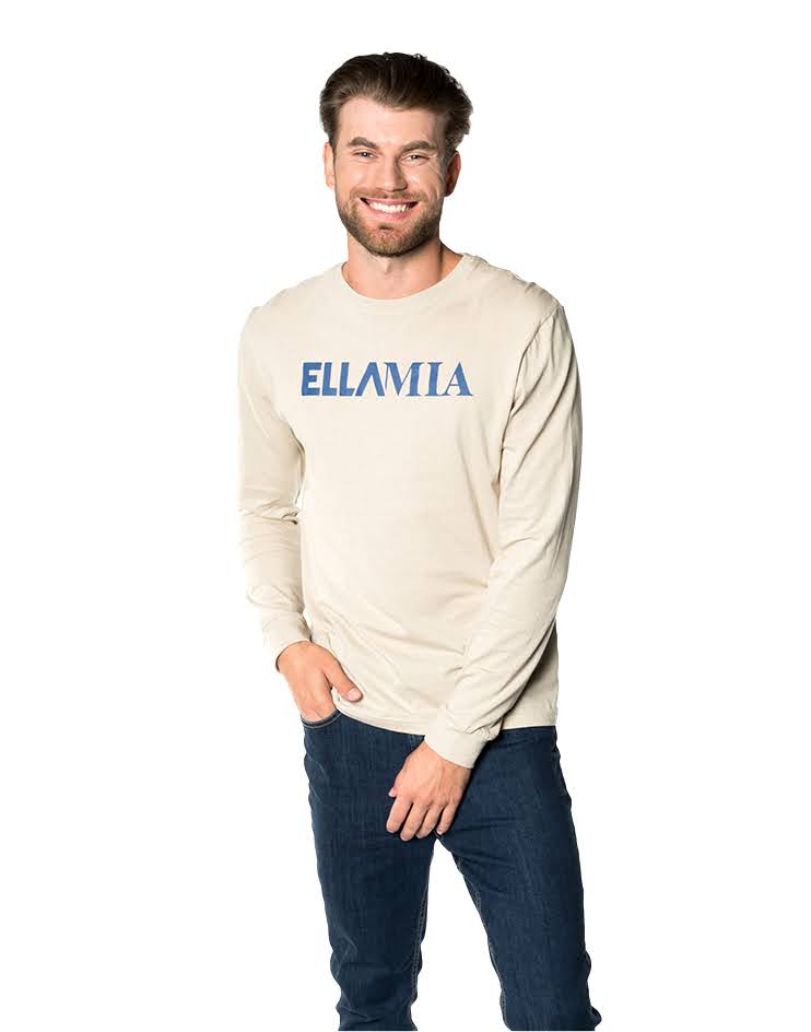 Men's Long Sleeve  Beige Graphic Tee